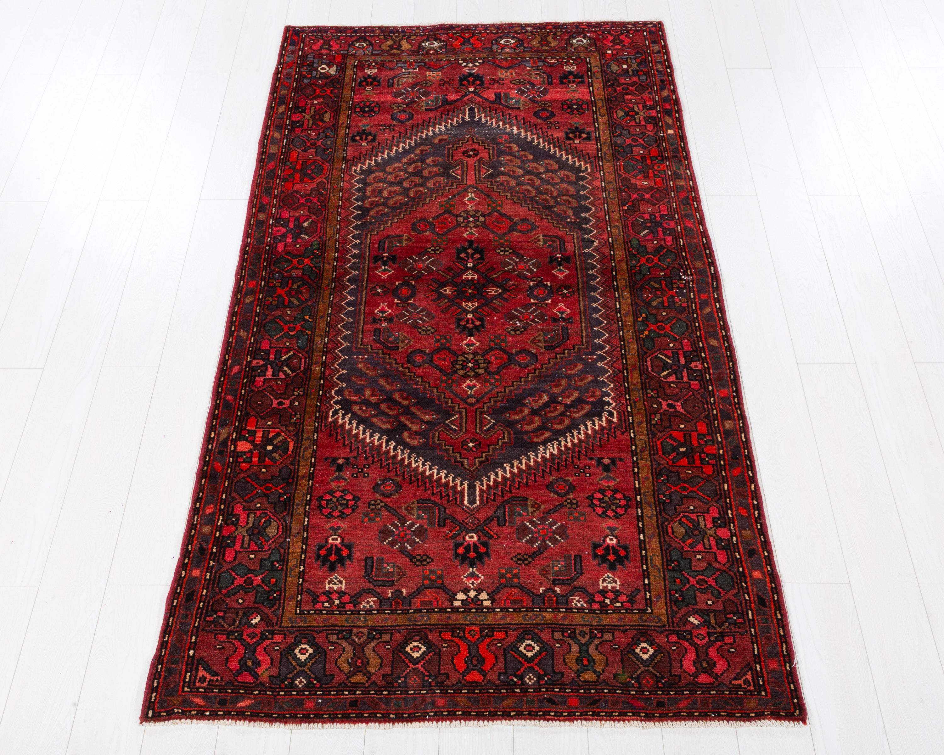 Vintage Zanjan Rust Red hand-knotted wool rug, SKU 5734