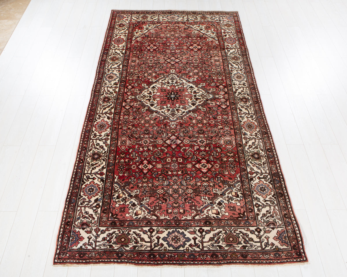 Vintage Malayer Rust red and beige hand-knotted wool rug, SKU 6078