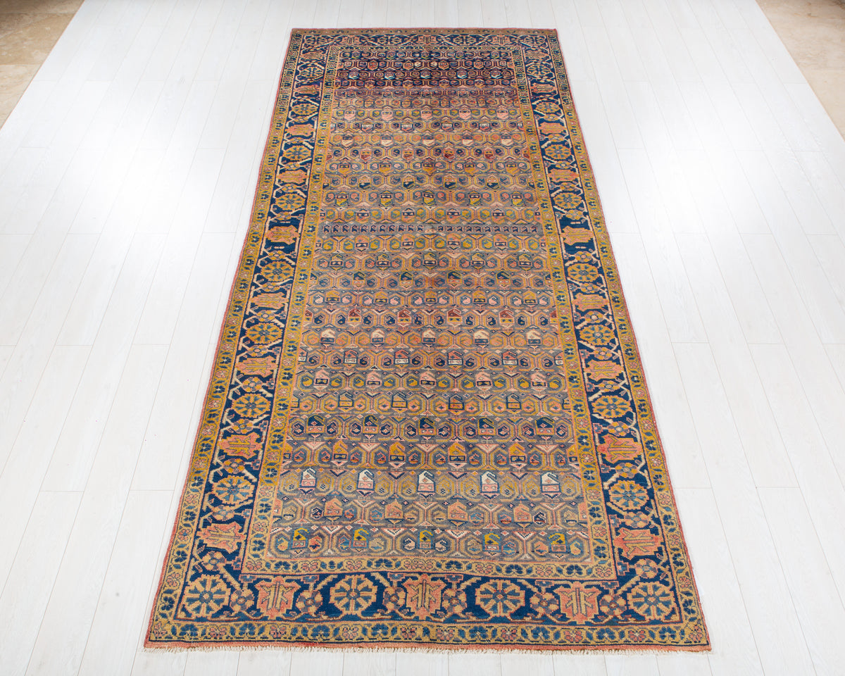 Antique Viss Orange Yellowish and Blue hand-knotted wool rug, SKU 6080