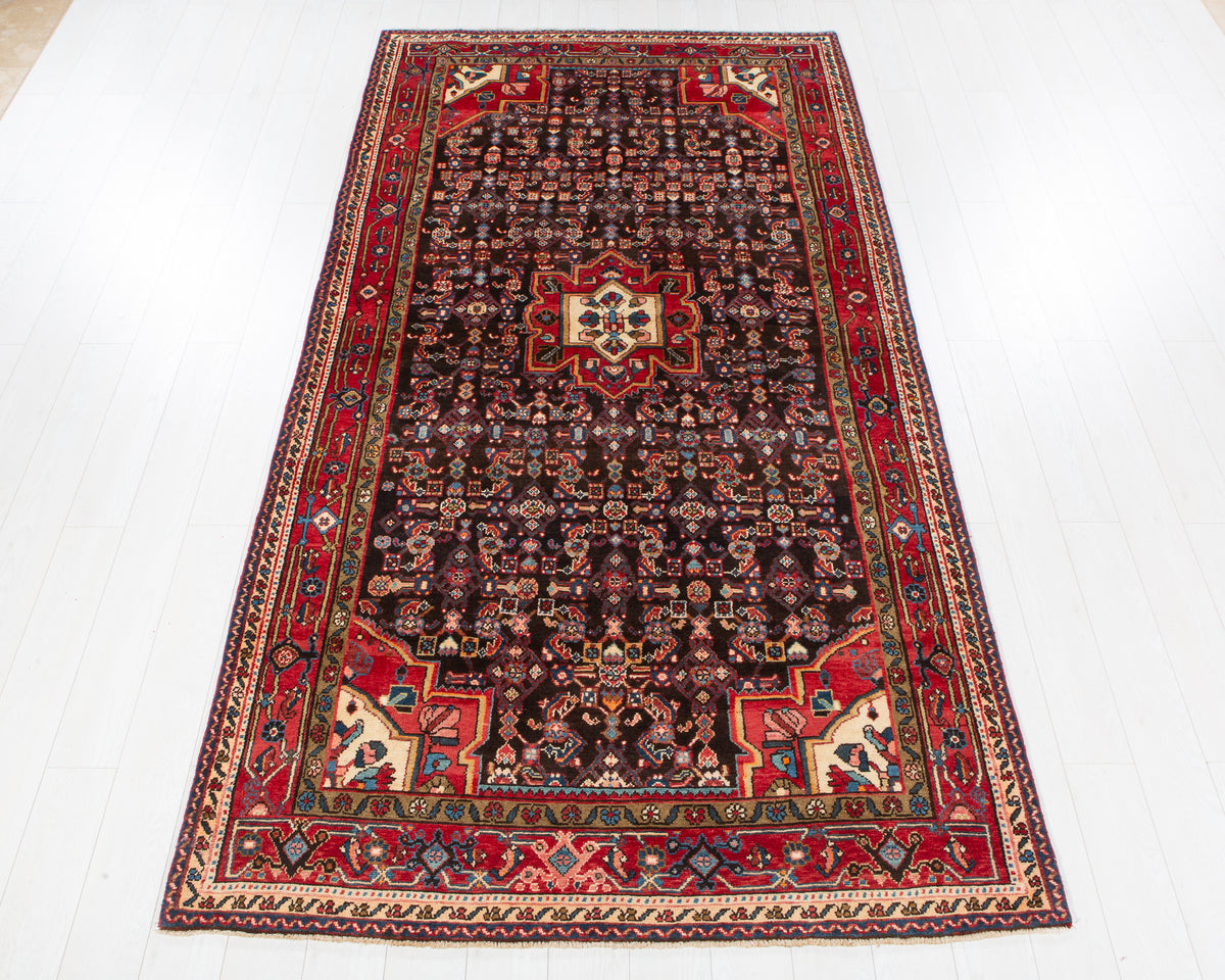 Vintage Malayer Black and red hand-knotted wool rug, SKU 6103
