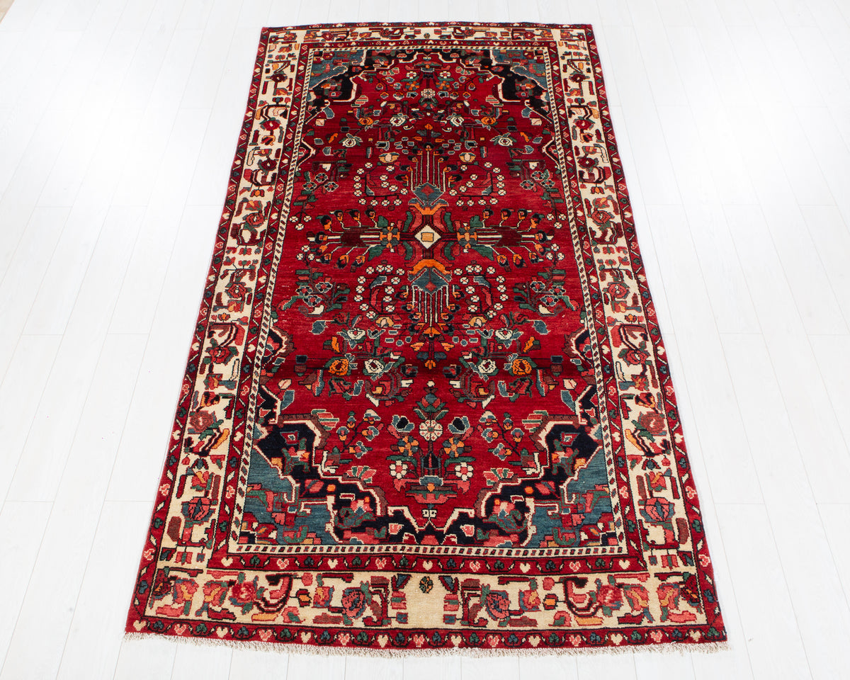 Vintage Lihlian Red and beige hand-knotted wool rug, SKU 6105