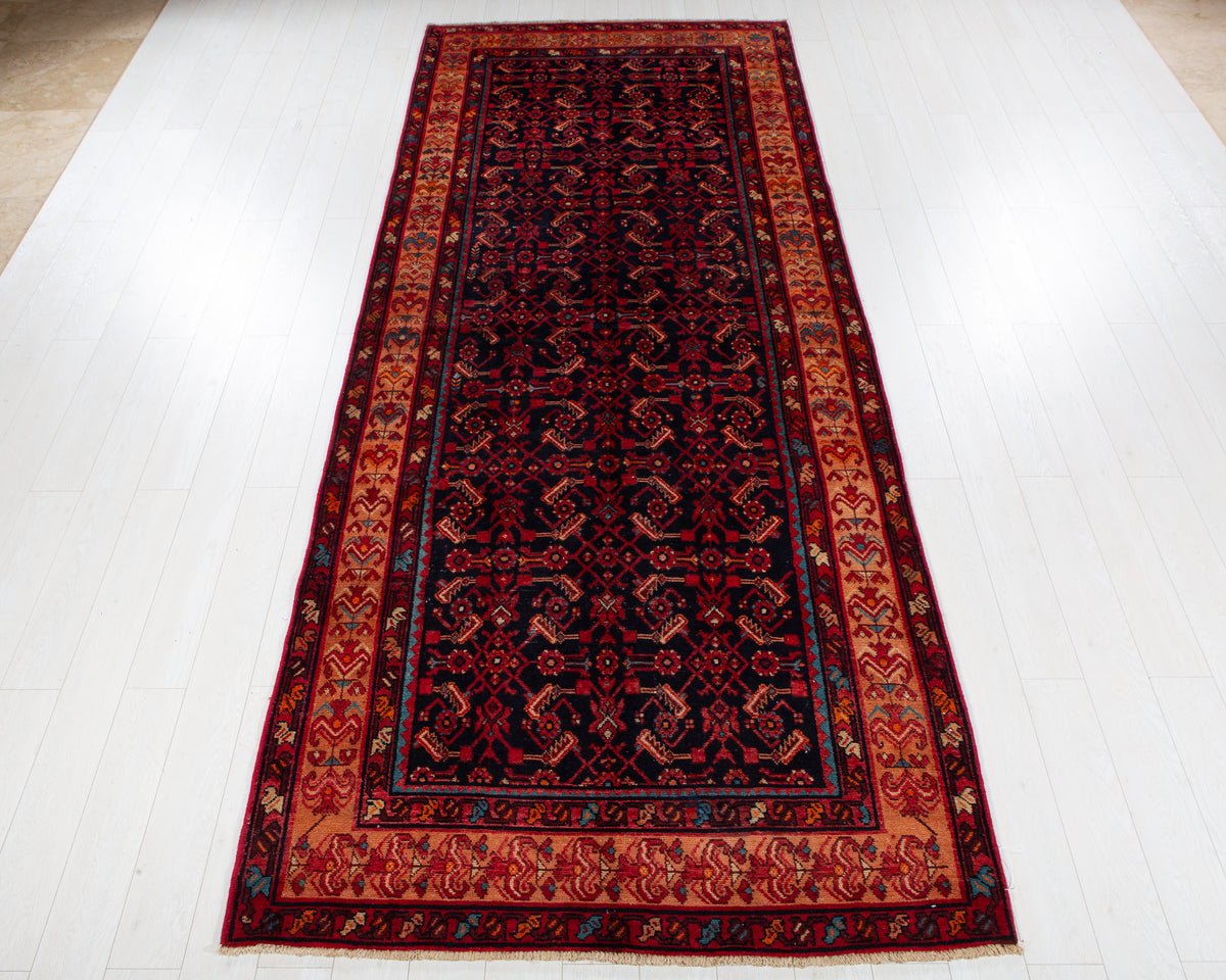 Vintage Malayer Deep navy blue and brown hand-knotted wool rug, SKU 6111