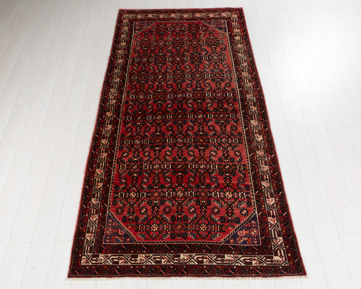 Vintage Malayer Red and beige hand-knotted wool rug, SKU 6124