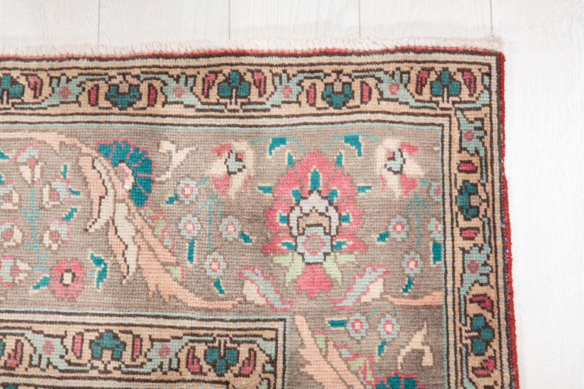 Hand-Knotted Vintage Large Wool Area Rug Faded – 10' 1" x 6' 7" (309 x 201 cm) - Yasi & Fara