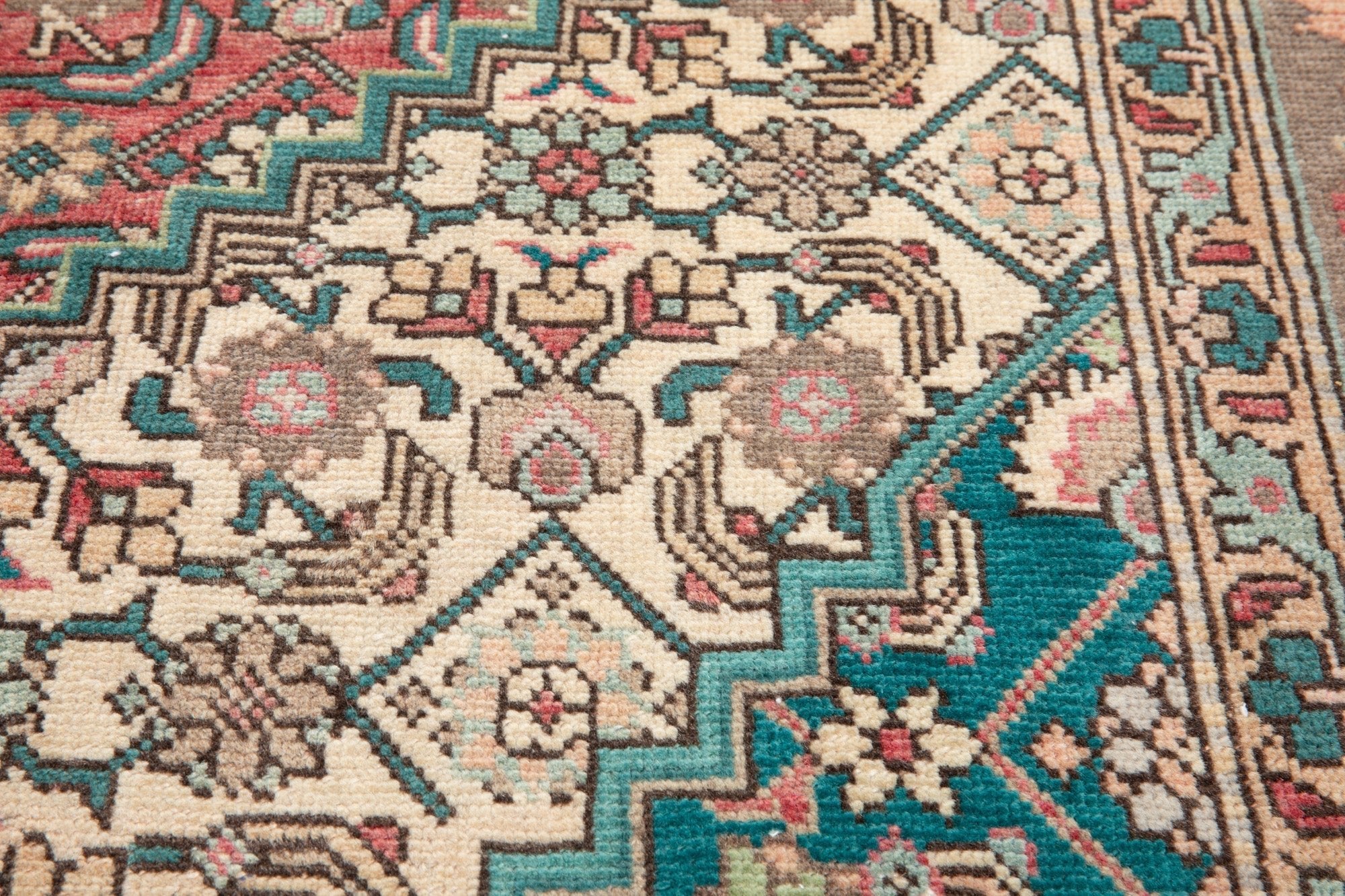 Hand-Knotted Vintage Large Wool Area Rug Faded – 10' 1" x 6' 7" (309 x 201 cm) - Yasi & Fara