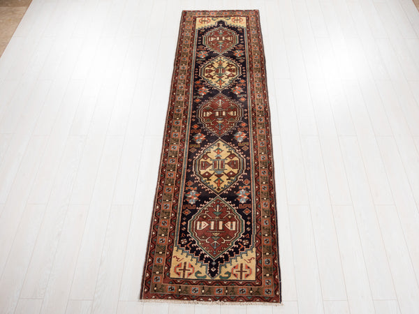 9' 4" x 2' 8" Excellent Hand-Knotted Vintage Tribal Runner Rug