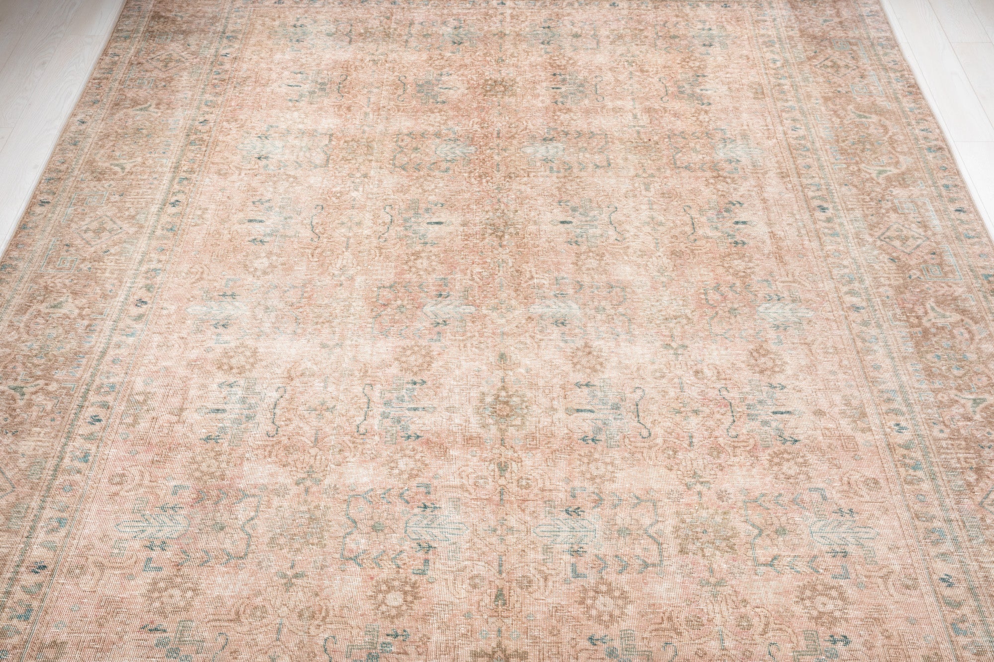 Hand-Knotted Vintage Large Wool Area Rug Faded – 12' 5" x 9' 4" (379 x 286 cm) - Yasi & Fara