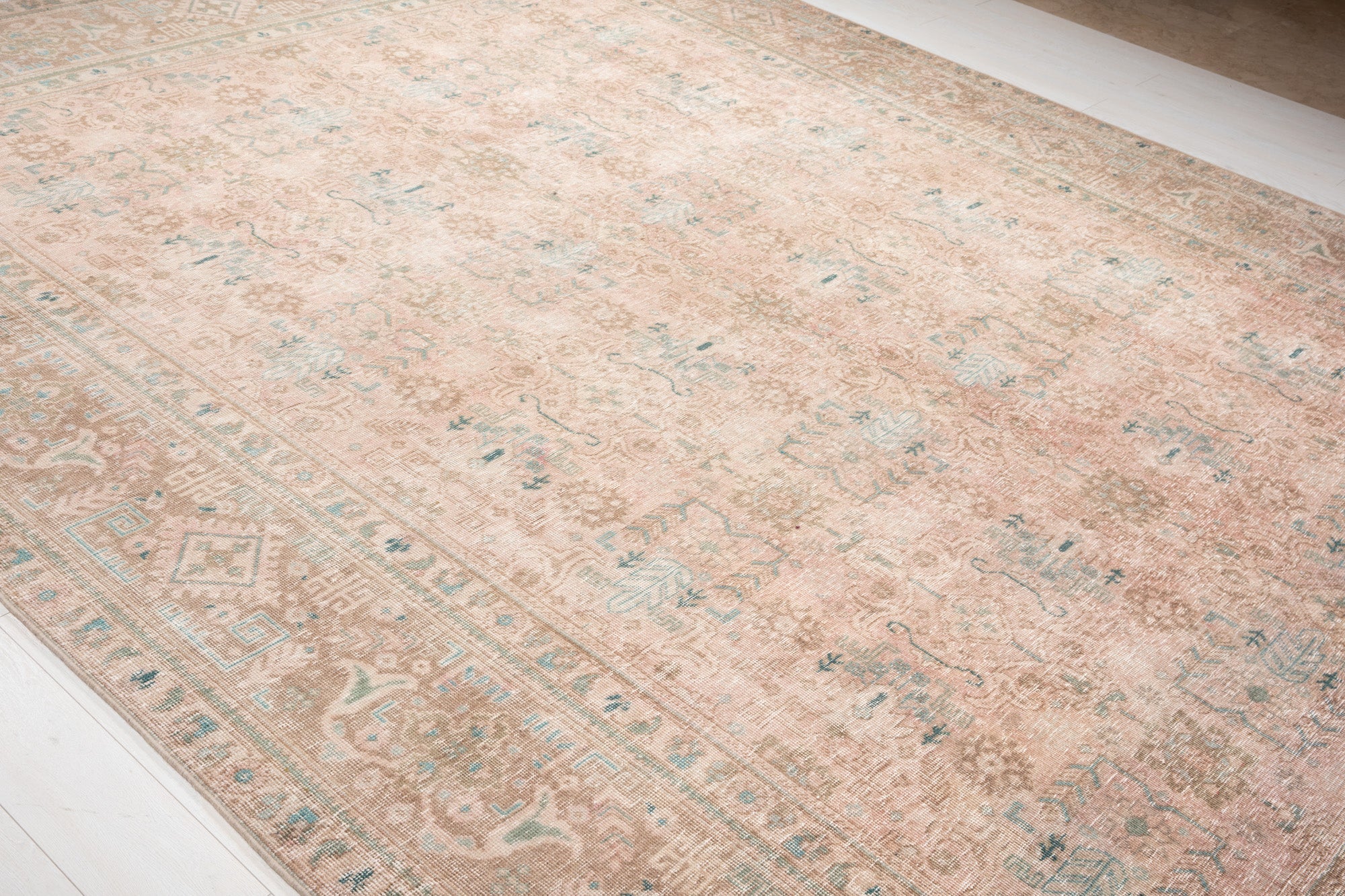 Hand-Knotted Vintage Large Wool Area Rug Faded – 12' 5" x 9' 4" (379 x 286 cm) - Yasi & Fara