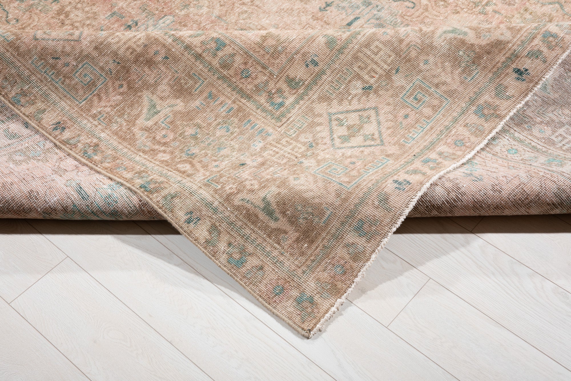 Hand-Knotted Vintage Large Wool Area Rug Faded – 12' 5" x 9' 4" (379 x 286 cm) - Yasi & Fara