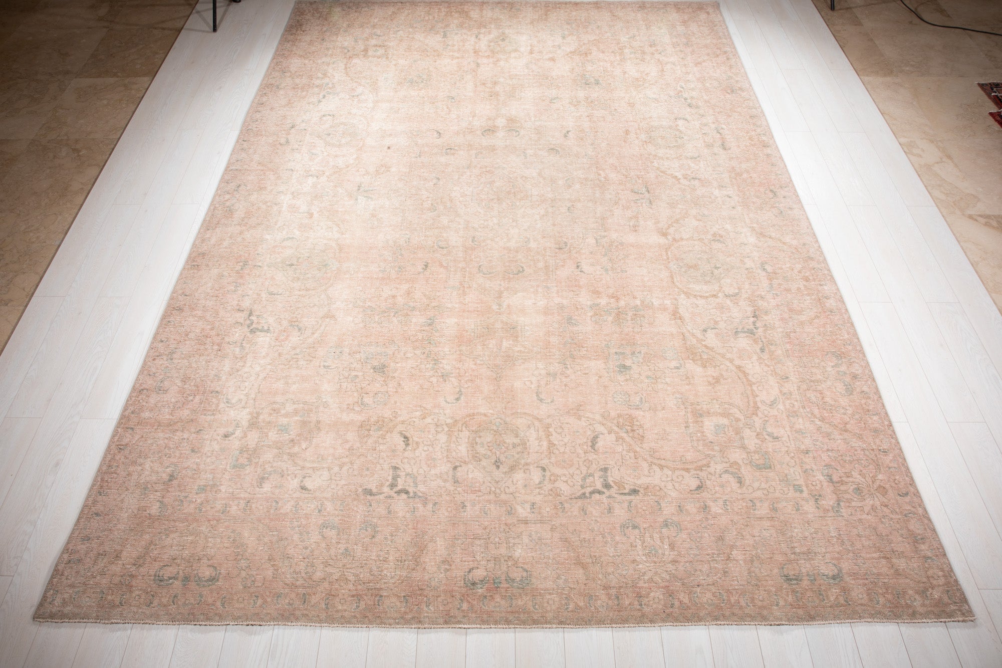 Hand-Knotted Vintage Large Wool Area Rug Faded – 13' x 9' 1" (397 x 278 cm) - Yasi & Fara