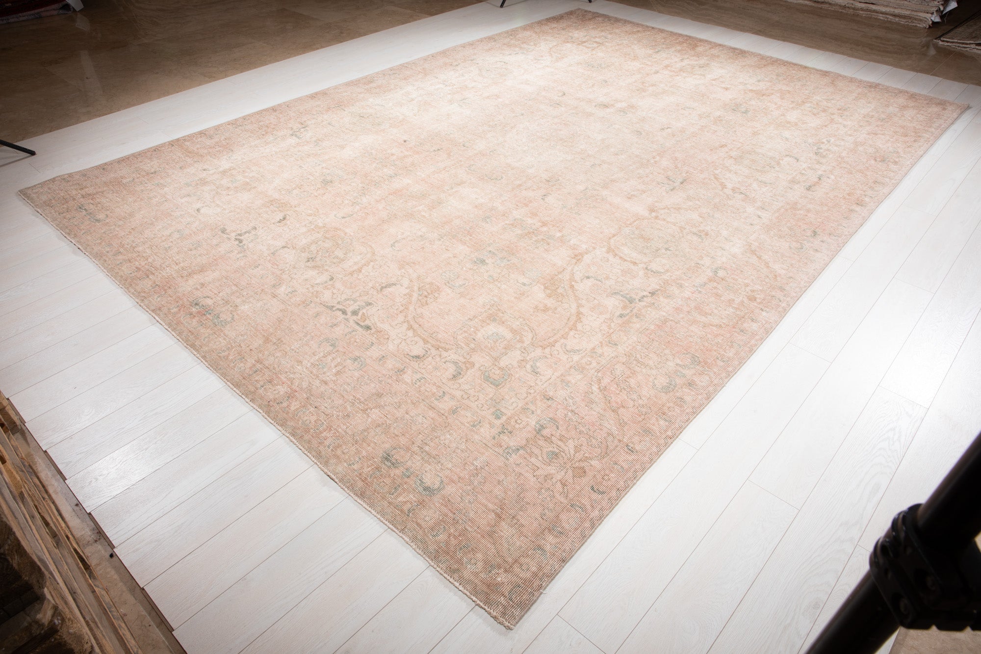 Hand-Knotted Vintage Large Wool Area Rug Faded – 13' x 9' 1" (397 x 278 cm) - Yasi & Fara