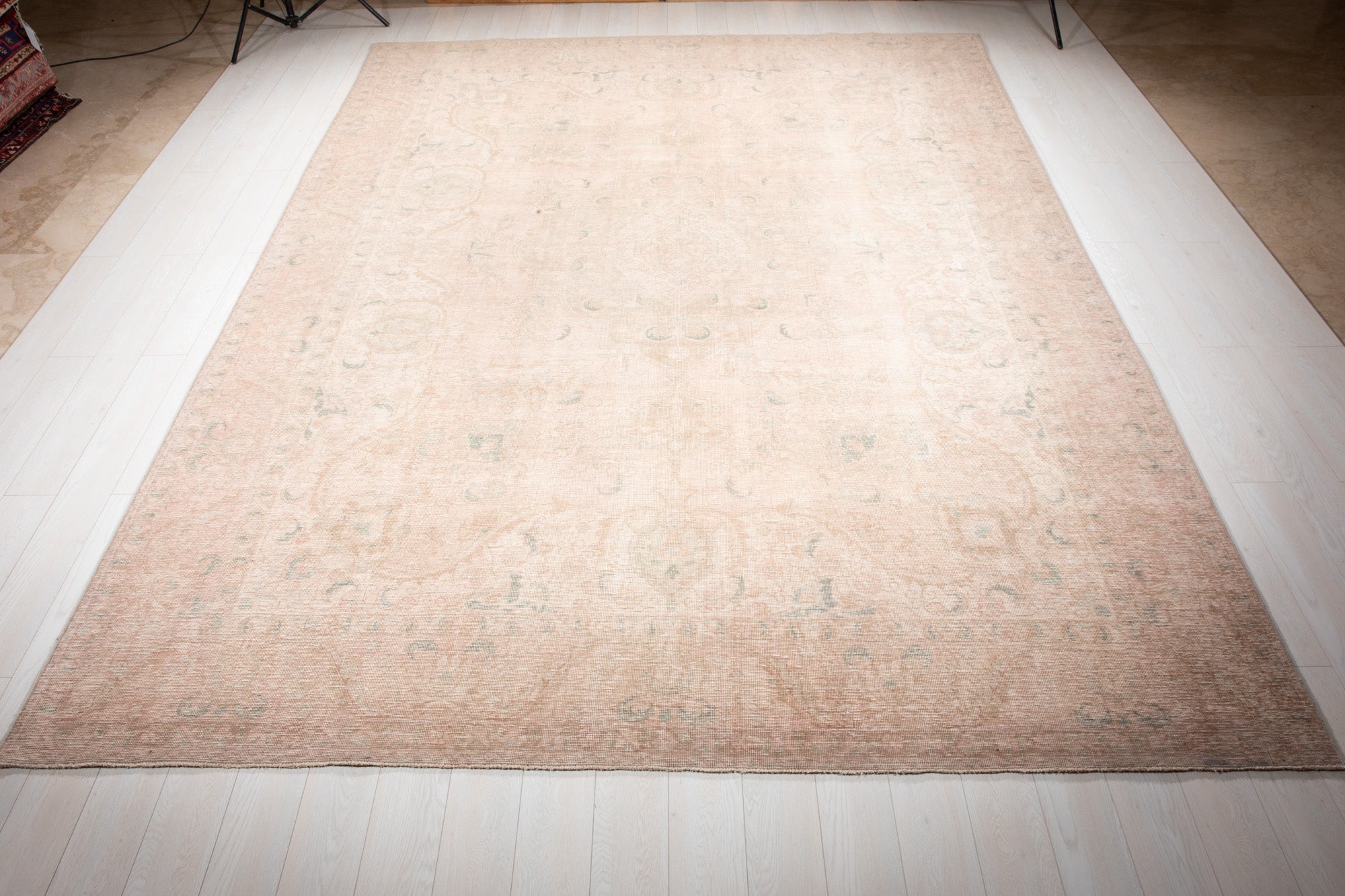 Hand-Knotted Vintage Large Wool Area Rug Faded – 13' x 9' 1" (397 x 278 cm) - Yasi & Fara
