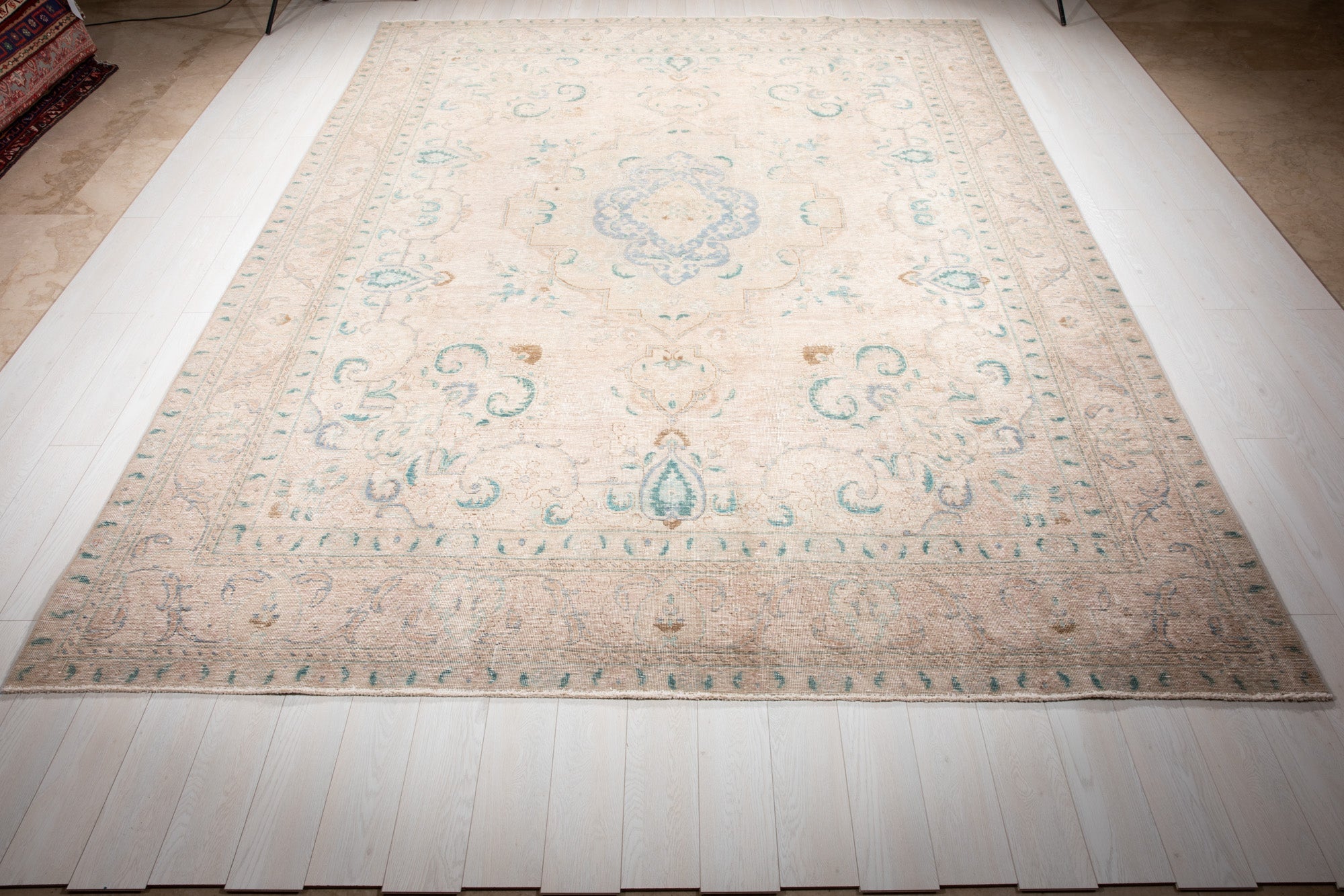 Hand-Knotted Vintage Large Wool Area Rug Faded – 12' 8" x 9' 4" (386 x 286 cm) - Yasi & Fara