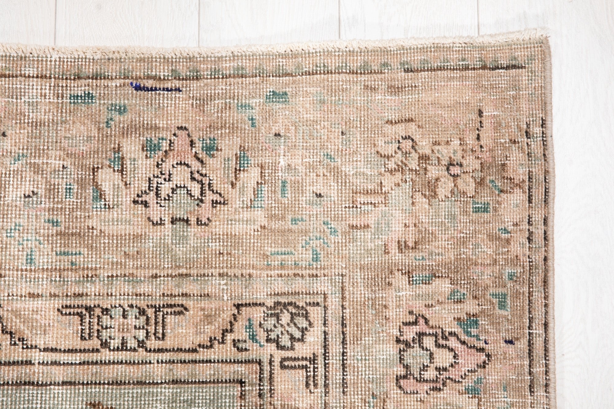 Hand-Knotted Vintage Large Wool Area Rug Faded – 12' 2" x 8' 11" (372 x 273 cm) - Yasi & Fara