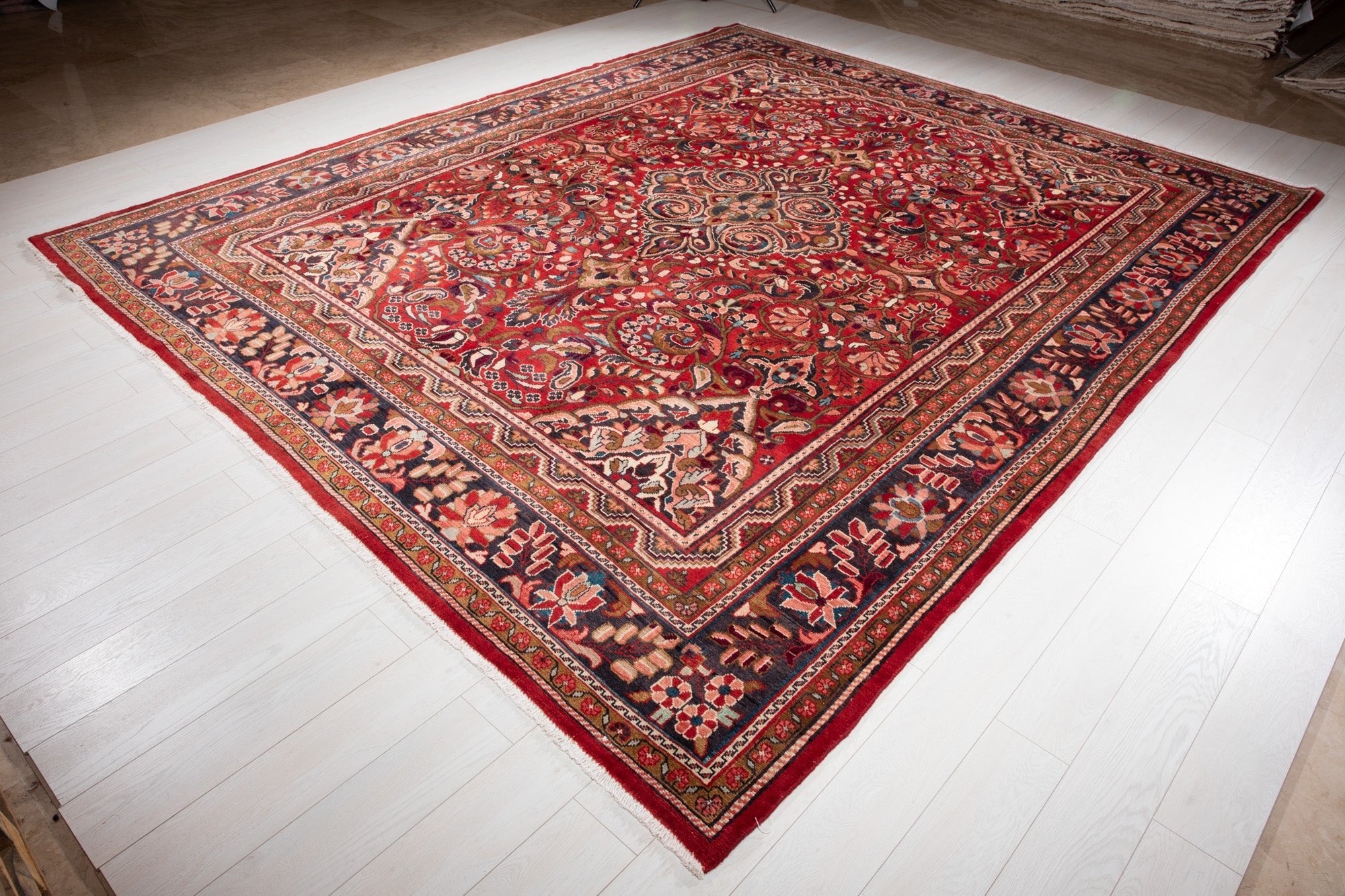 Hand-Knotted Vintage Large Wool Area Rug – 11' 7" x 9' 6" (354 x 290 cm) - Yasi & Fara