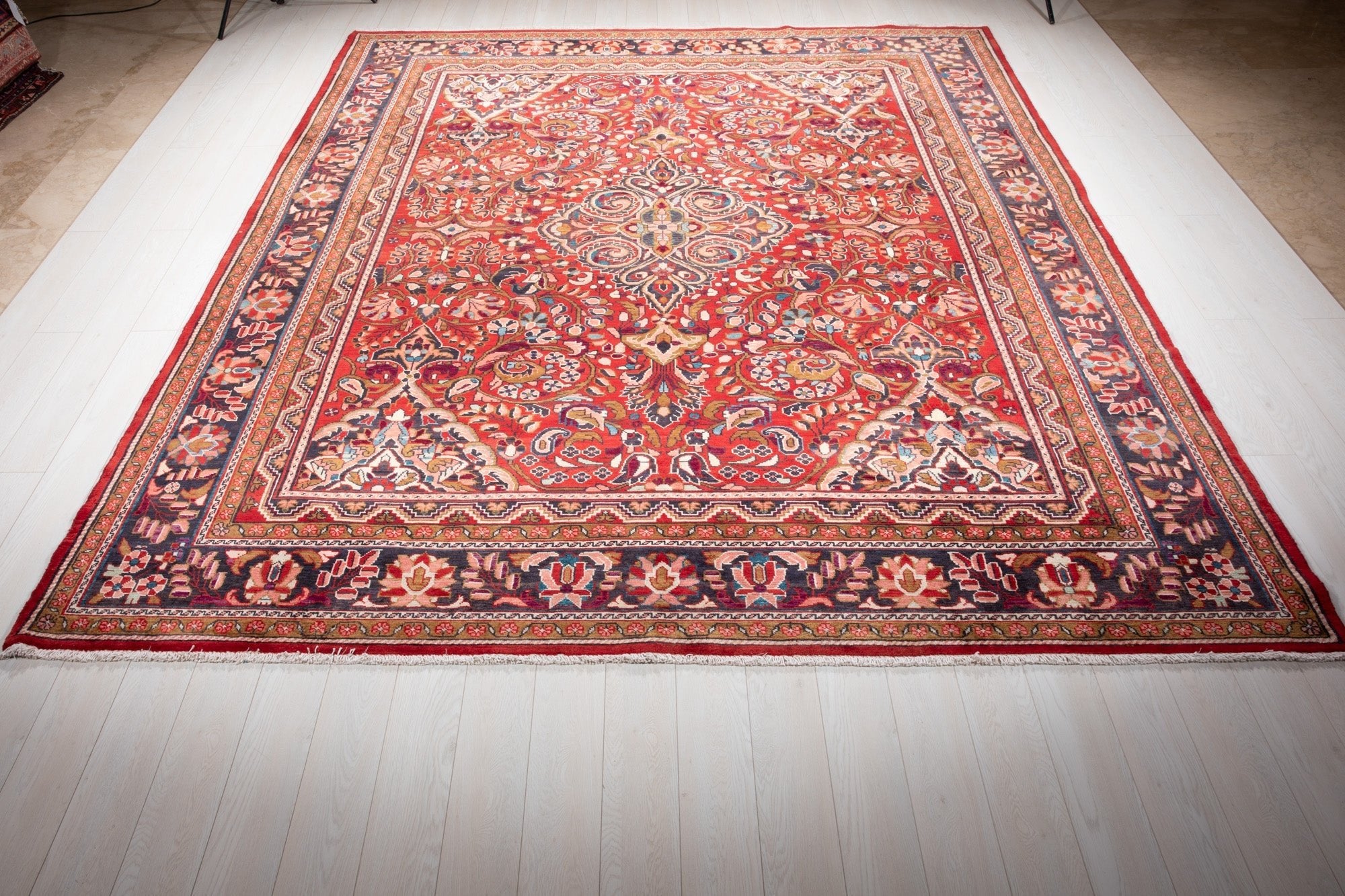 Hand-Knotted Vintage Large Wool Area Rug – 11' 7" x 9' 6" (354 x 290 cm) - Yasi & Fara