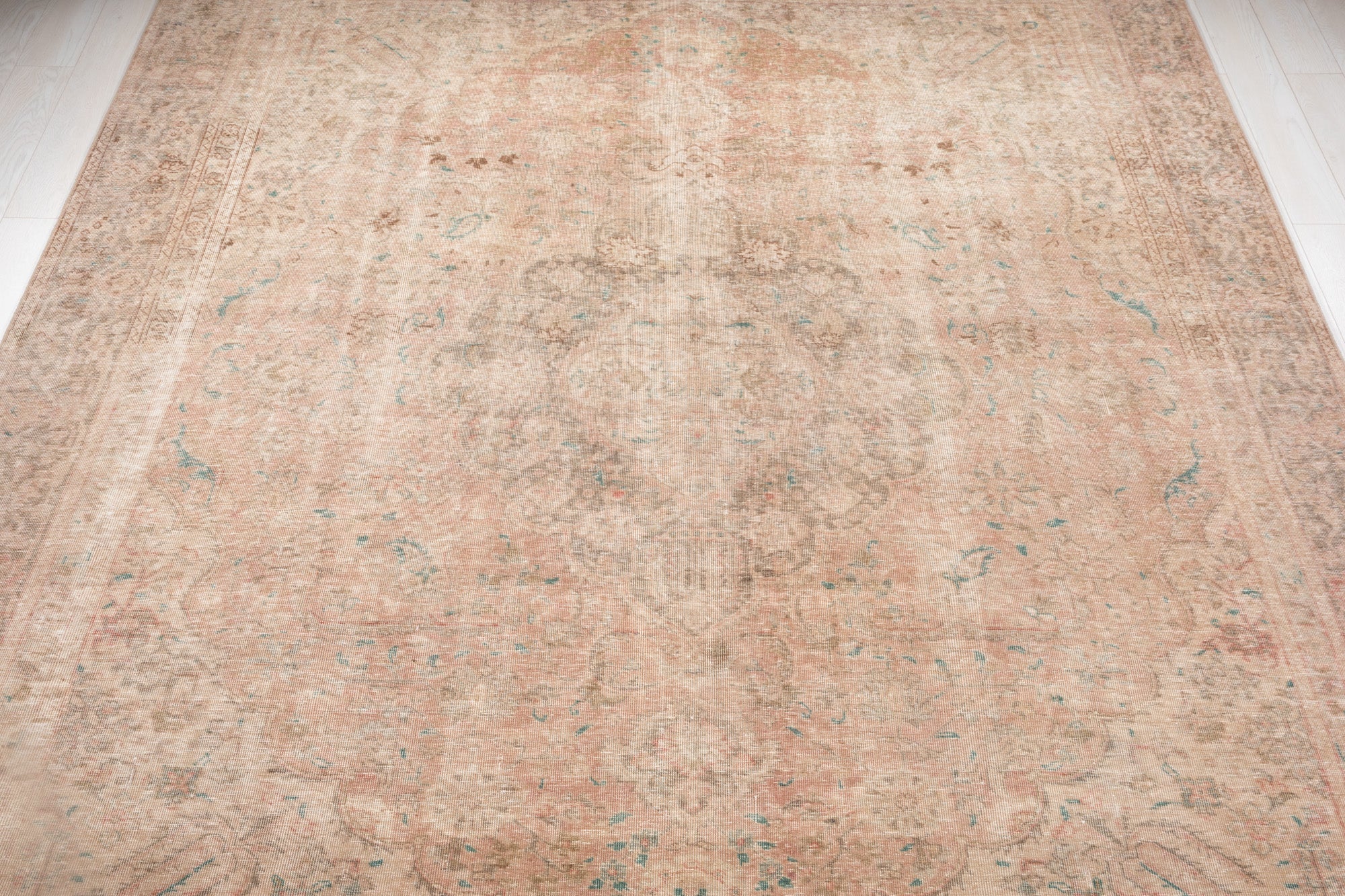 Hand-Knotted Vintage Large Wool Area Rug Faded – 11' 10" x 9' (360 x 275 cm) - Yasi & Fara