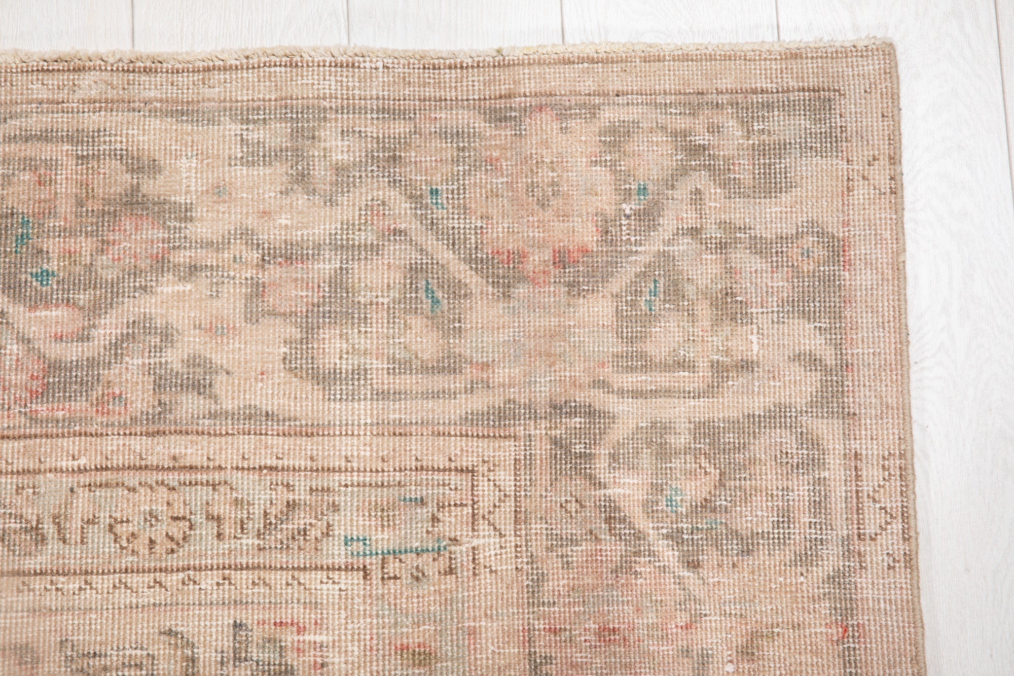 Hand-Knotted Vintage Large Wool Area Rug Faded – 11' 10" x 9' (360 x 275 cm) - Yasi & Fara