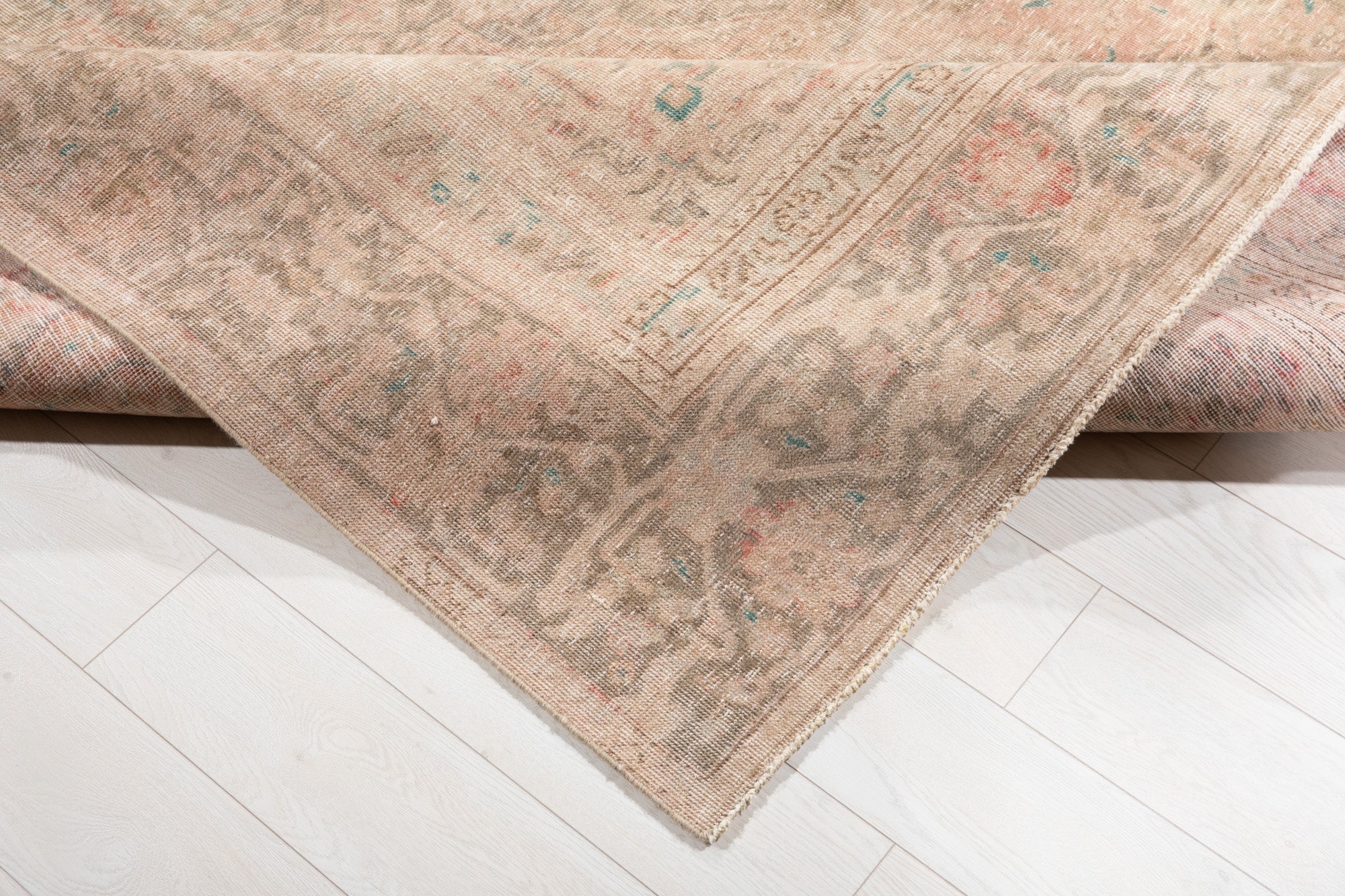 Hand-Knotted Vintage Large Wool Area Rug Faded – 11' 10" x 9' (360 x 275 cm) - Yasi & Fara