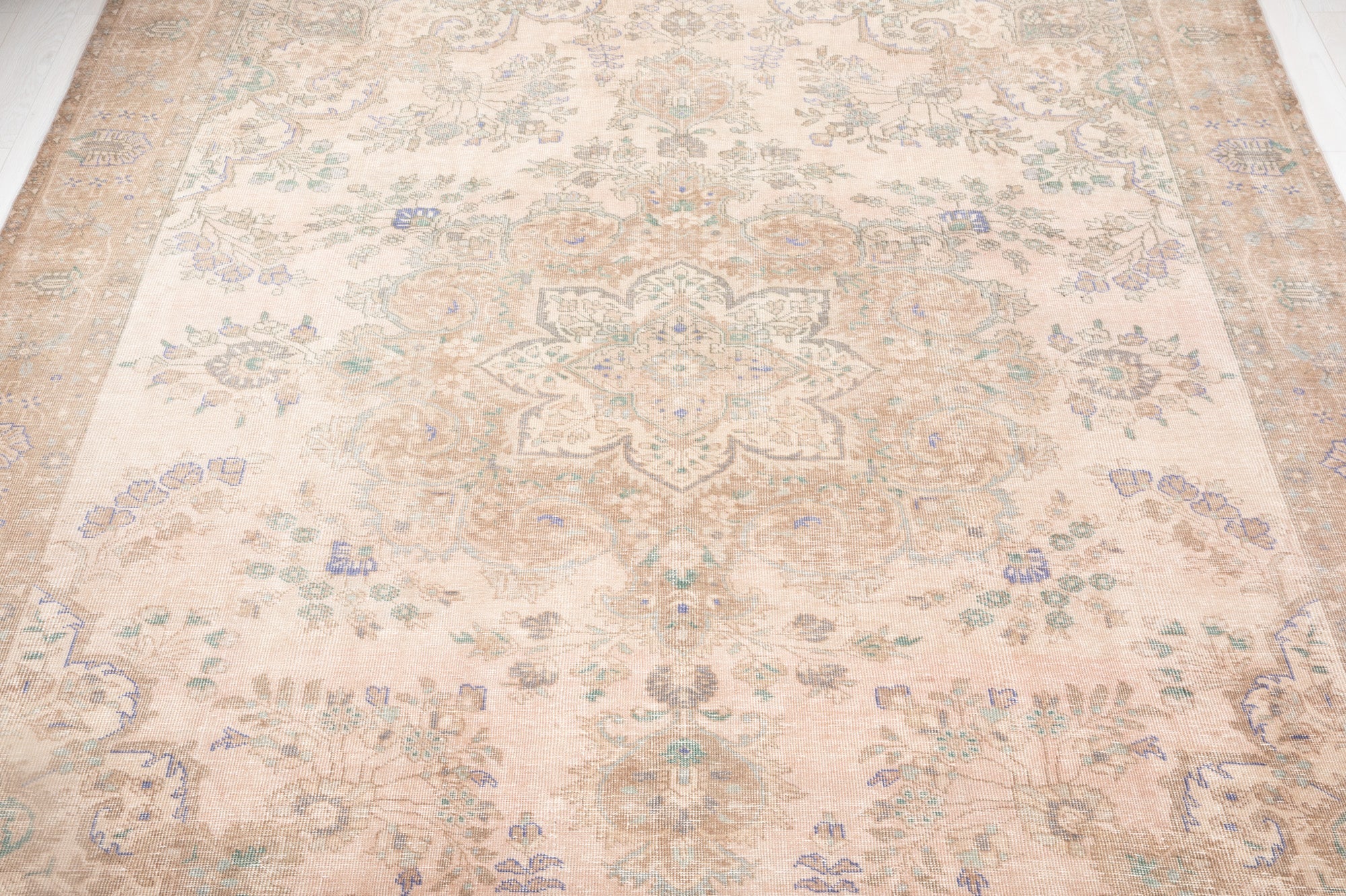 Hand-Knotted Vintage Large Wool Area Rug Faded – 12' 4" x 9' 10" (377 x 299 cm) - Yasi & Fara