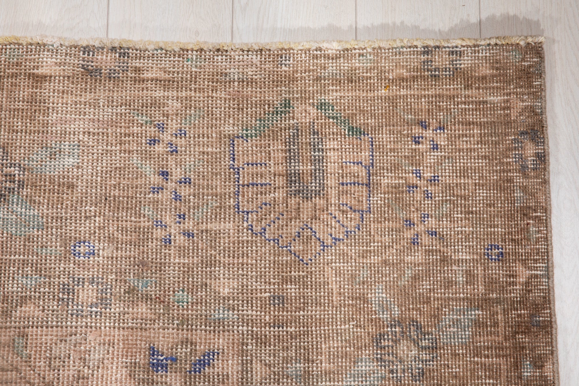 Hand-Knotted Vintage Large Wool Area Rug Faded – 12' 4" x 9' 10" (377 x 299 cm) - Yasi & Fara