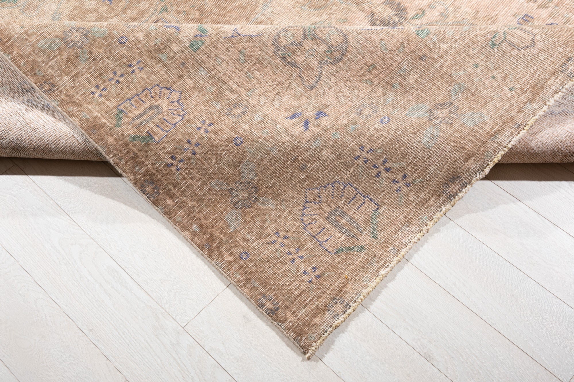 Hand-Knotted Vintage Large Wool Area Rug Faded – 12' 4" x 9' 10" (377 x 299 cm) - Yasi & Fara