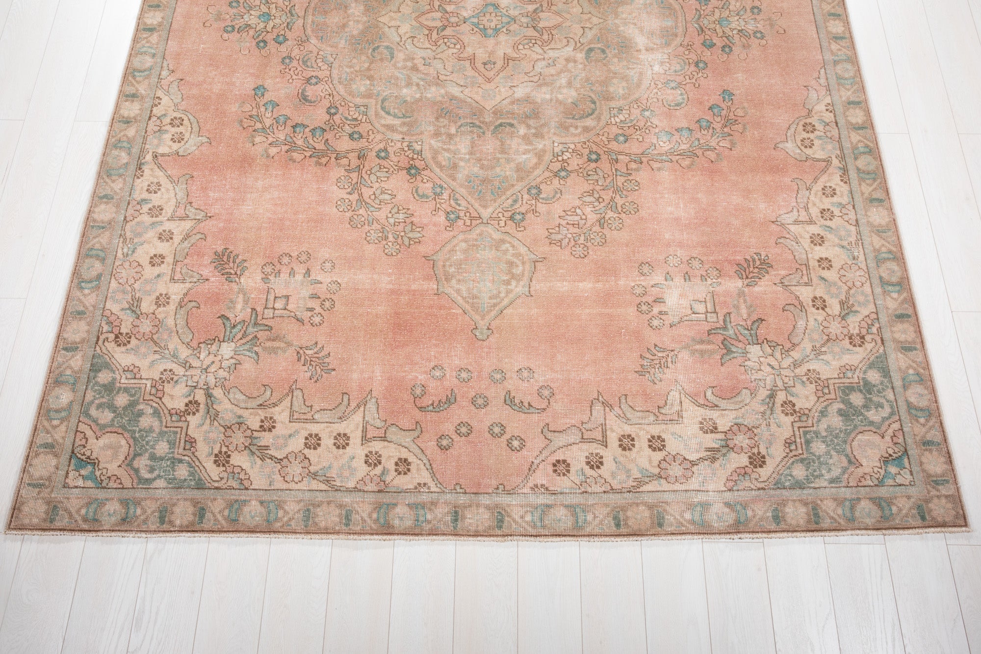 Hand-Knotted Vintage Large Wool Area Rug Faded – 10' 8" x 7' 4" (326 x 225 cm) - Yasi & Fara