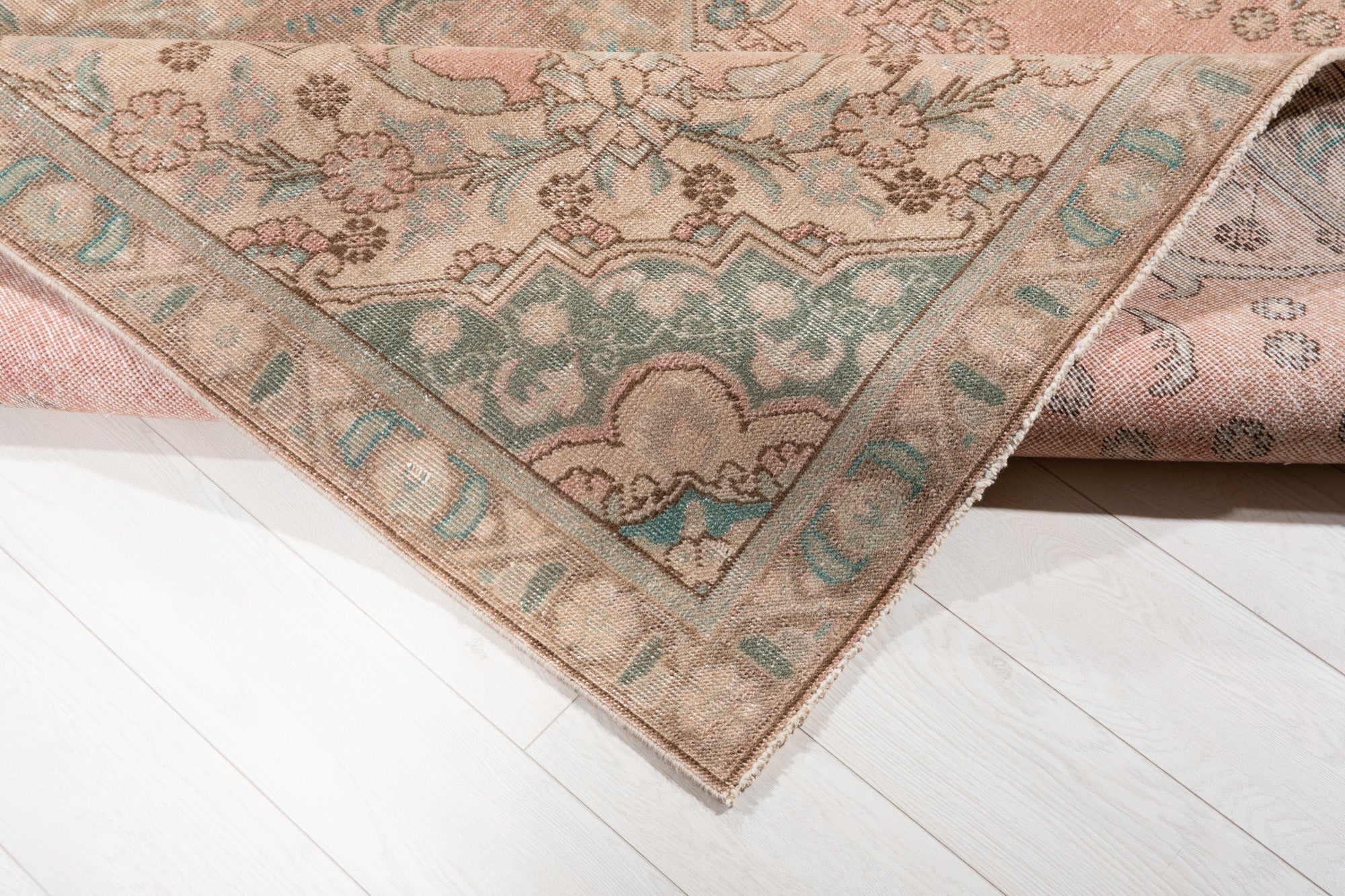 Hand-Knotted Vintage Large Wool Area Rug Faded – 10' 8" x 7' 4" (326 x 225 cm) - Yasi & Fara