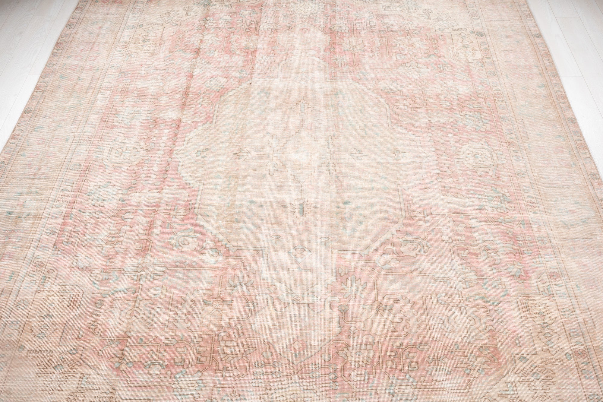 Hand-Knotted Vintage Large Wool Area Rug Faded – 12' 9" x 9' 4" (389 x 284 cm) - Yasi & Fara
