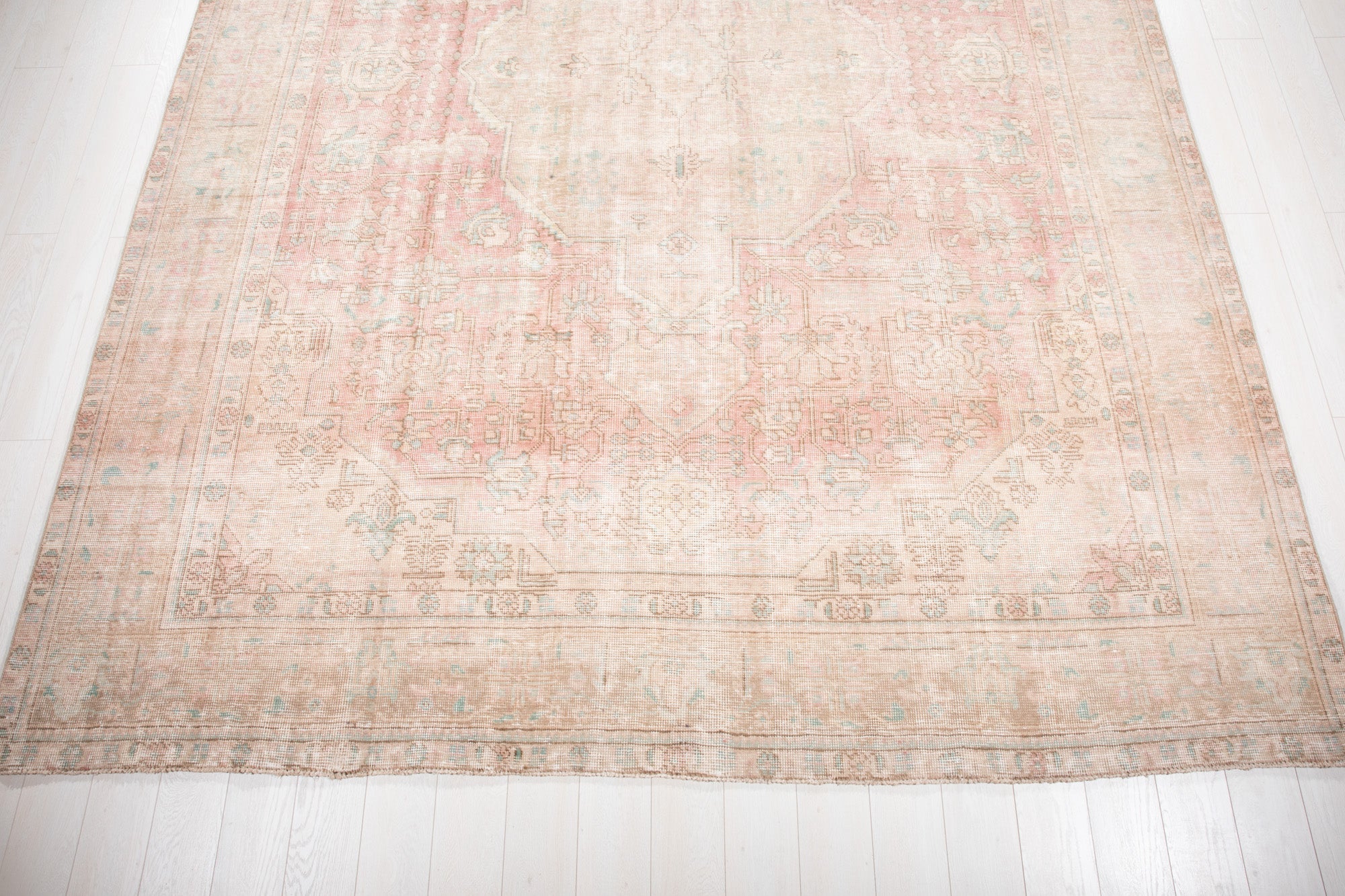 Hand-Knotted Vintage Large Wool Area Rug Faded – 12' 9" x 9' 4" (389 x 284 cm) - Yasi & Fara