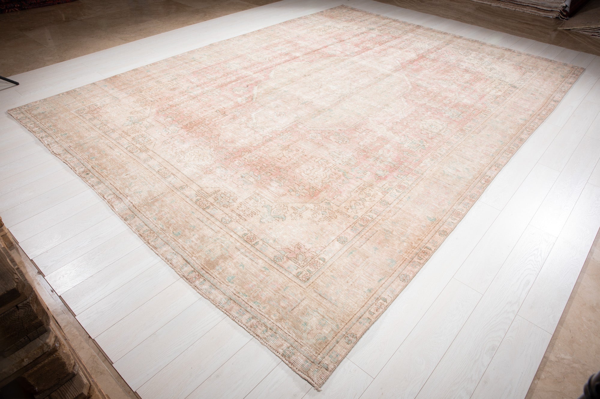 Hand-Knotted Vintage Large Wool Area Rug Faded – 12' 9" x 9' 4" (389 x 284 cm) - Yasi & Fara