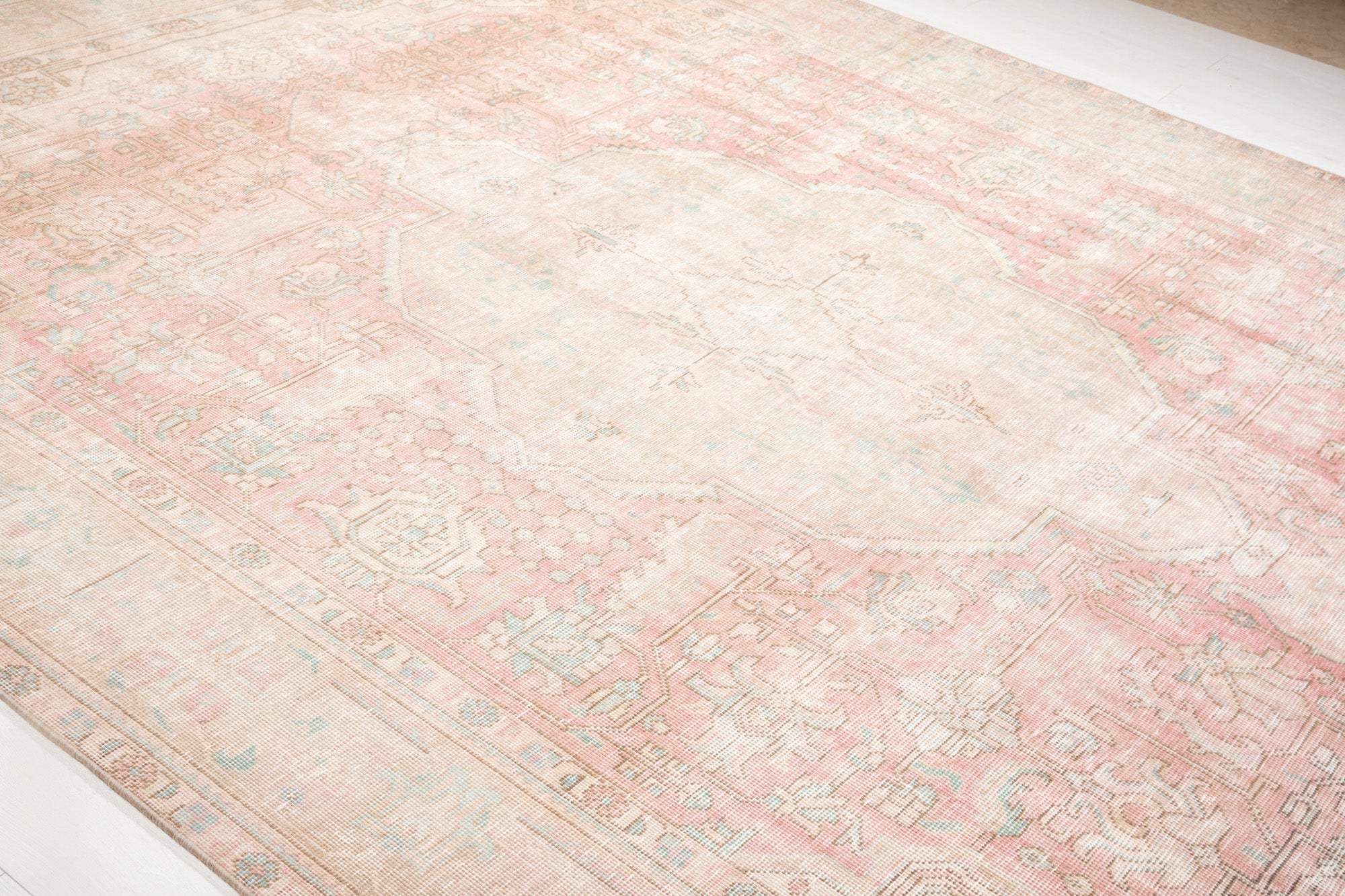 Hand-Knotted Vintage Large Wool Area Rug Faded – 12' 9" x 9' 4" (389 x 284 cm) - Yasi & Fara