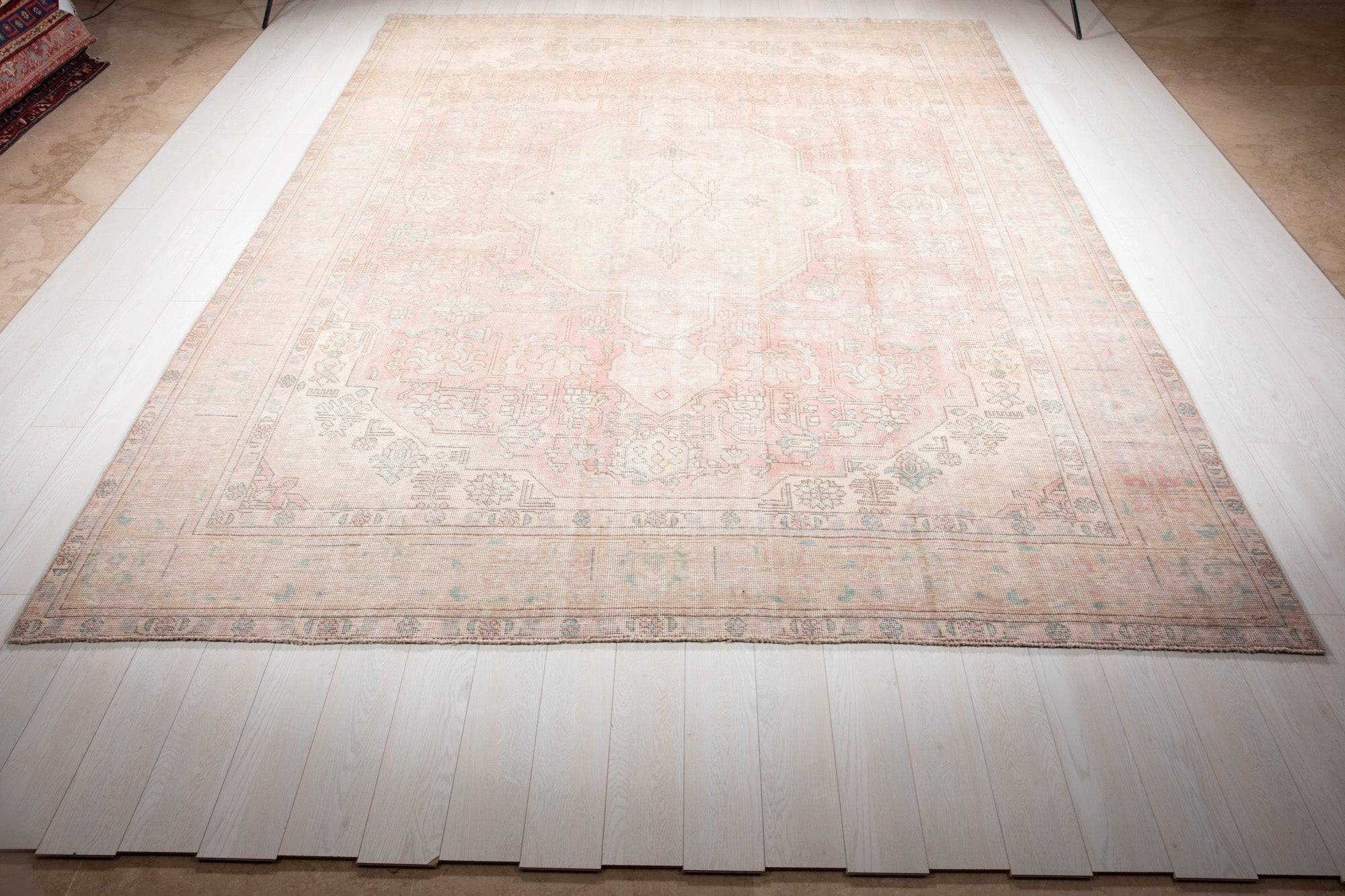 Hand-Knotted Vintage Large Wool Area Rug Faded – 12' 9" x 9' 4" (389 x 284 cm) - Yasi & Fara