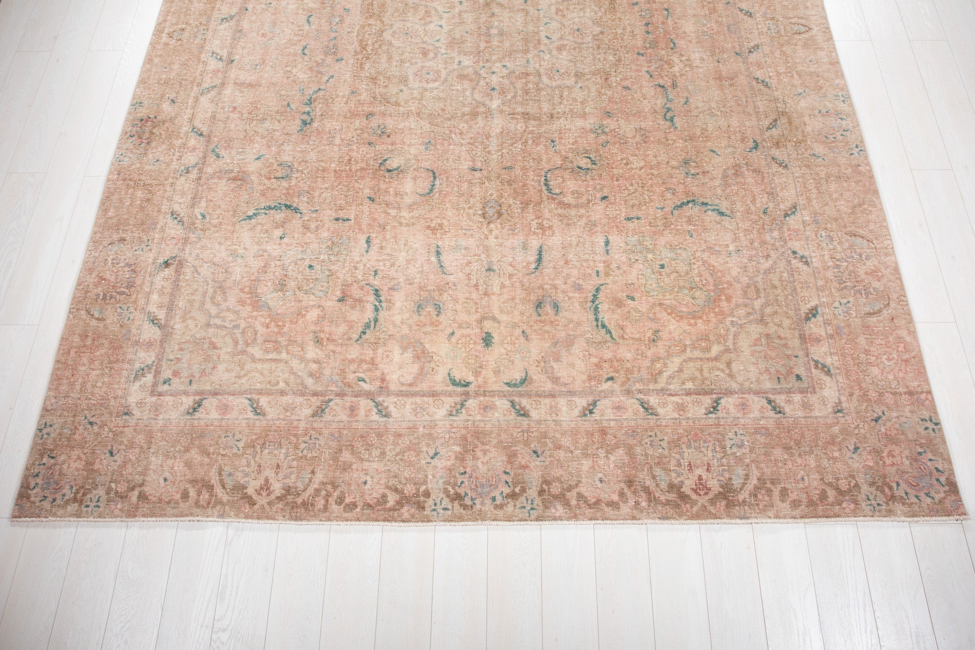 Hand-Knotted Vintage Large Wool Area Rug Faded – 12' x 8' 9" (365 x 266 cm) - Yasi & Fara