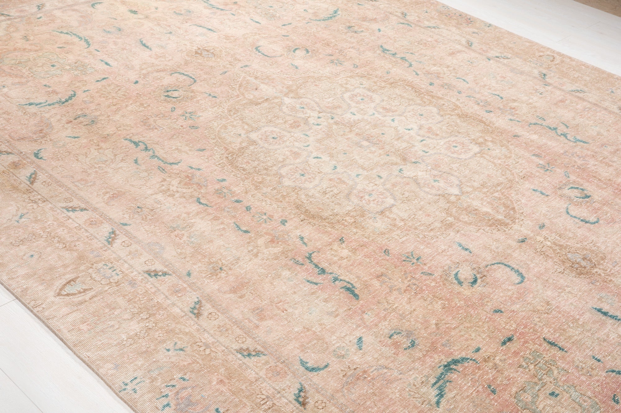 Hand-Knotted Vintage Large Wool Area Rug Faded – 12' x 8' 9" (365 x 266 cm) - Yasi & Fara
