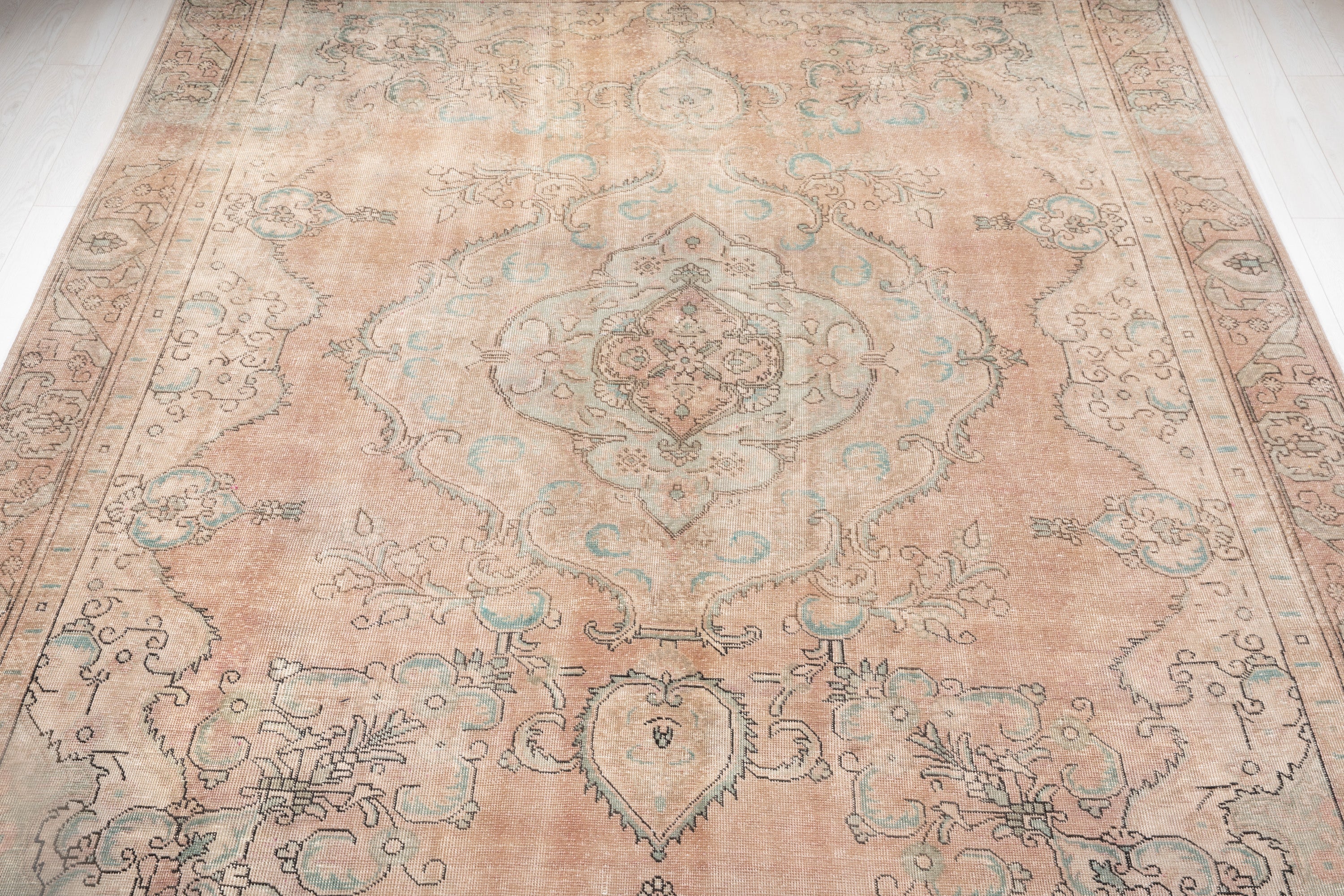 Hand-Knotted Vintage Large Wool Area Rug Faded – 12' 3" x 9' (375 x 275 cm) - Yasi & Fara
