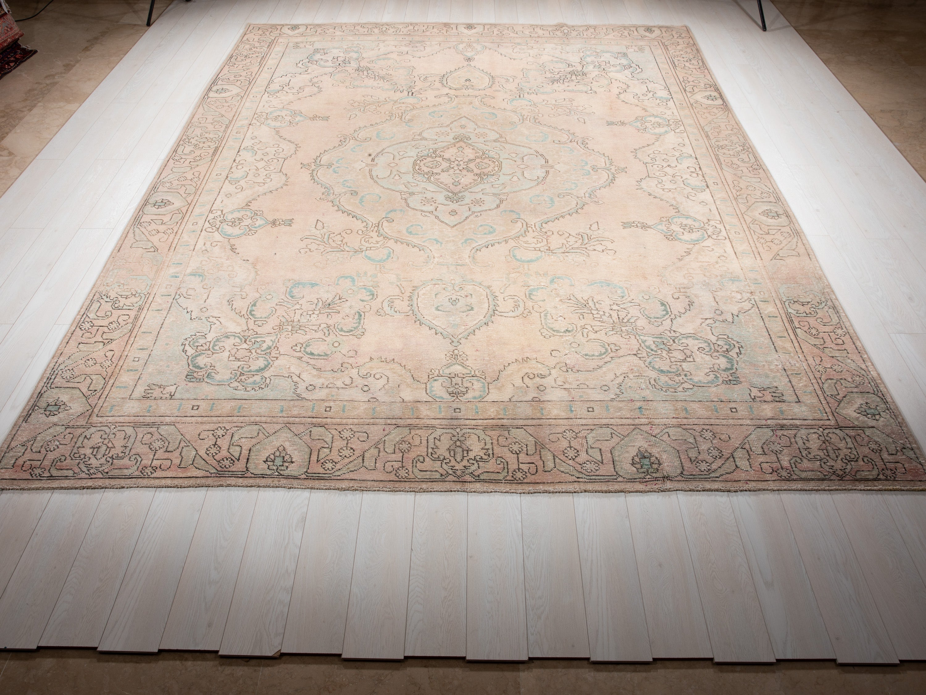 Hand-Knotted Vintage Large Wool Area Rug Faded – 12' 3" x 9' (375 x 275 cm) - Yasi & Fara