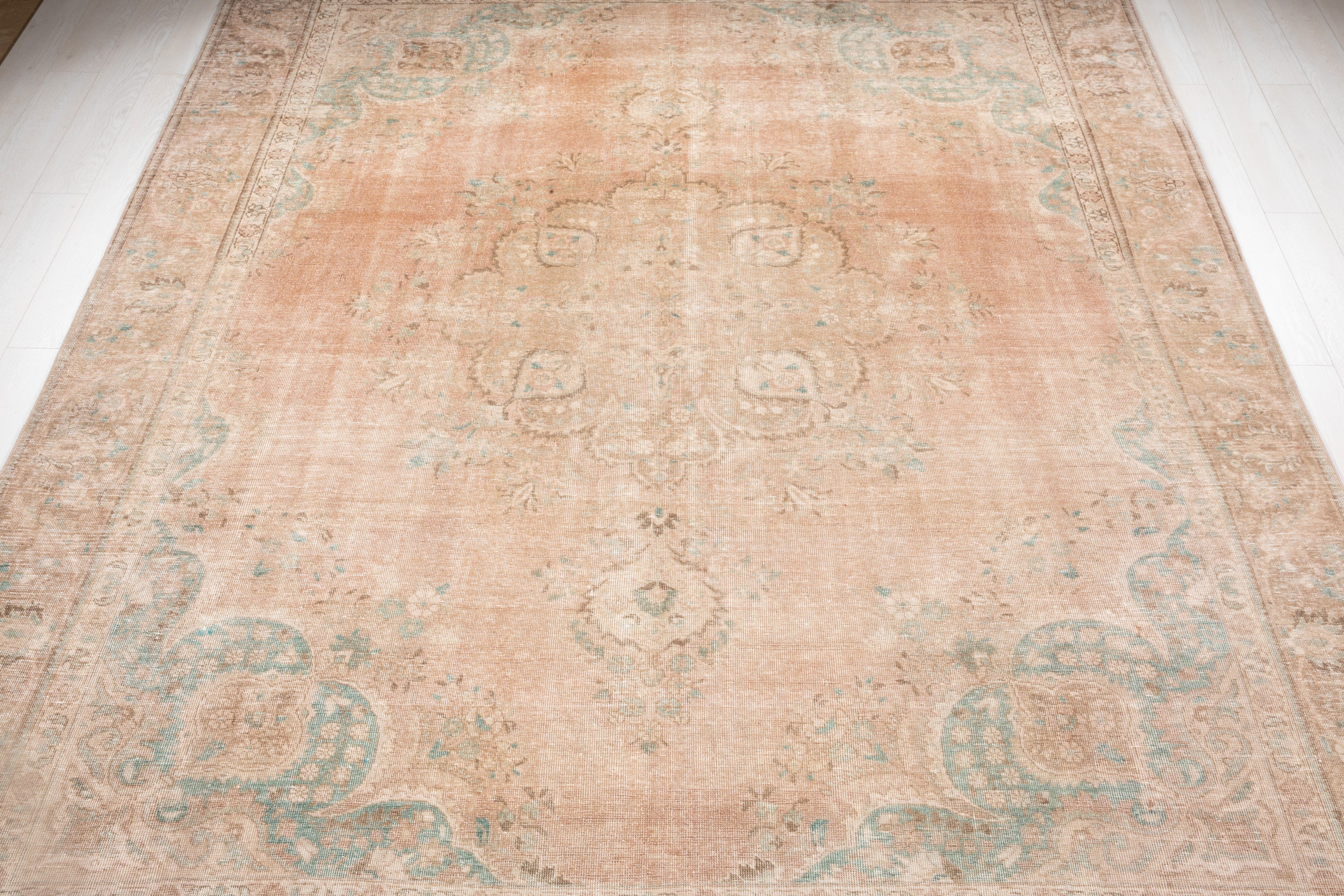 Hand-Knotted Vintage Large Wool Area Rug Faded – 12' 3" x 9' 3" (374 x 283 cm) - Yasi & Fara