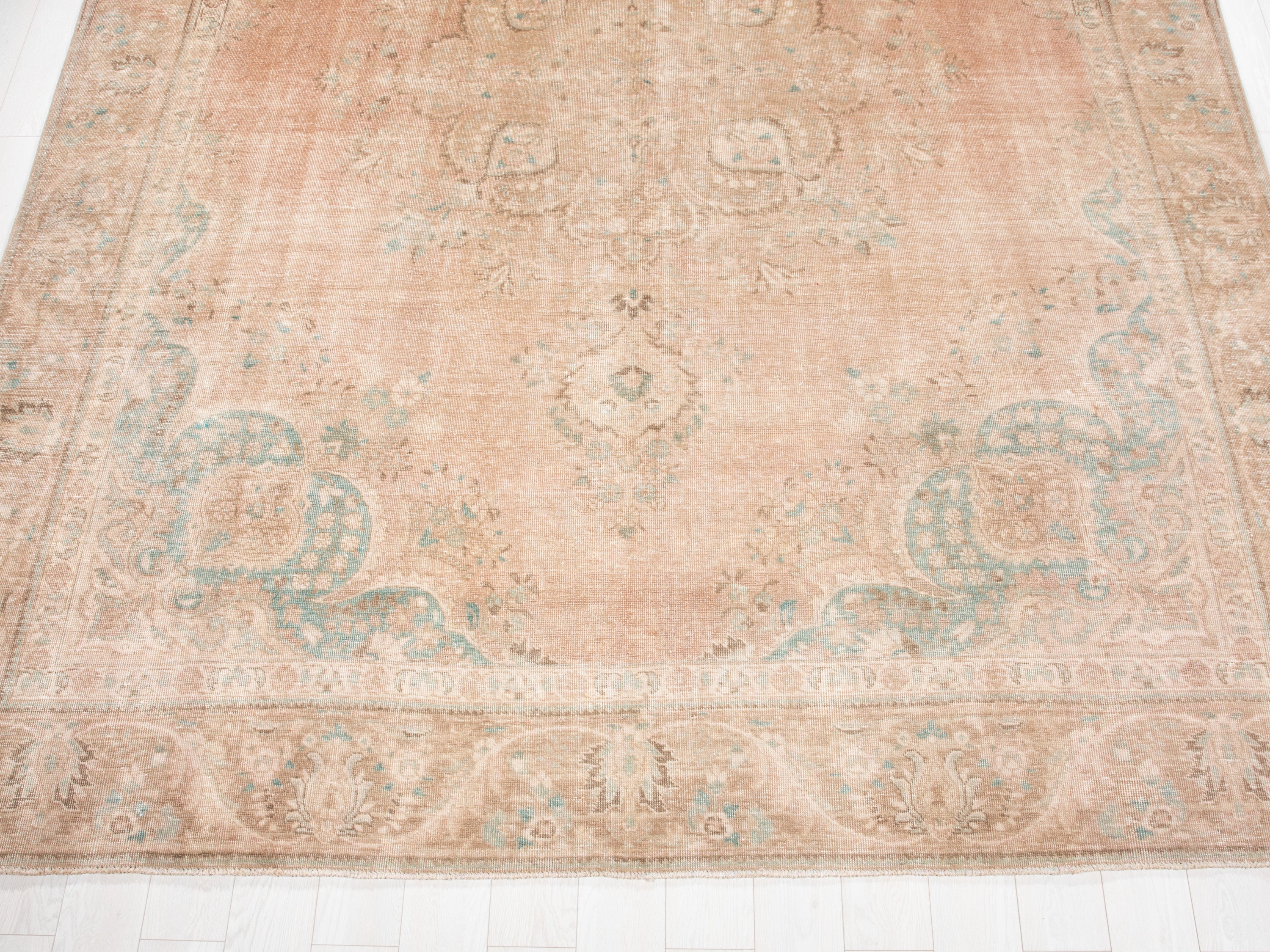 Hand-Knotted Vintage Large Wool Area Rug Faded – 12' 3" x 9' 3" (374 x 283 cm) - Yasi & Fara