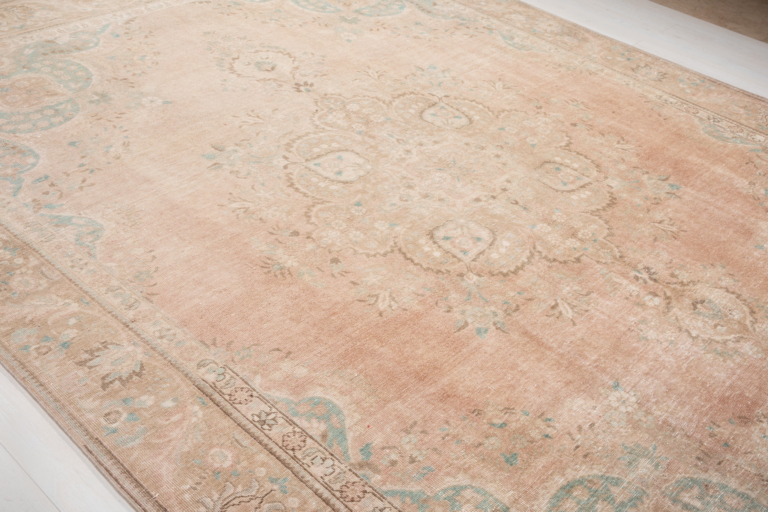Hand-Knotted Vintage Large Wool Area Rug Faded – 12' 3" x 9' 3" (374 x 283 cm) - Yasi & Fara