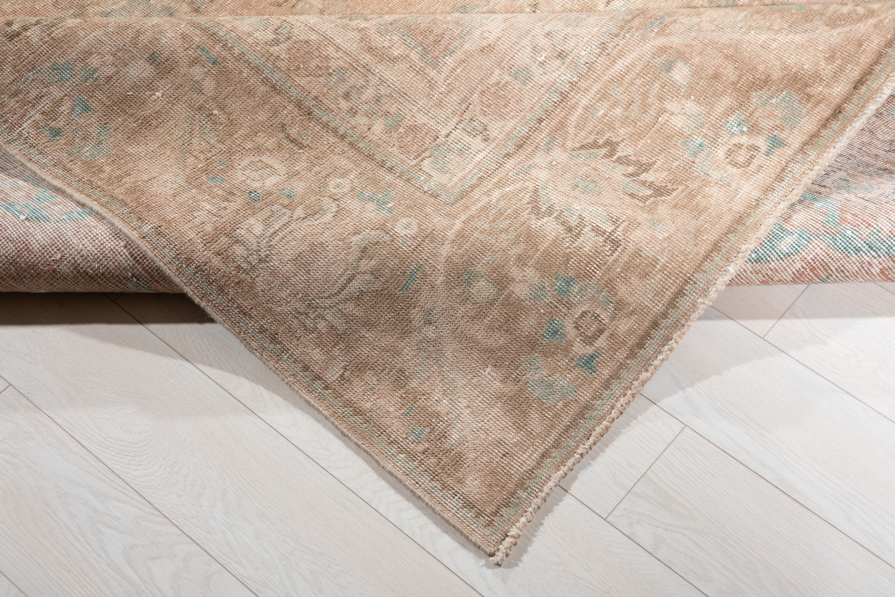 Hand-Knotted Vintage Large Wool Area Rug Faded – 12' 3" x 9' 3" (374 x 283 cm) - Yasi & Fara