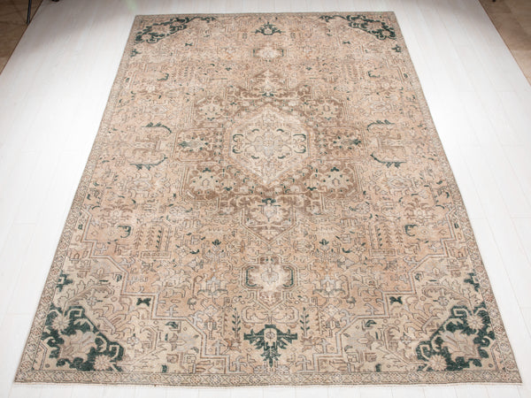 11' x 7' 6" Excellent Hand-Knotted Antique Neutral Faded Large Area Rug