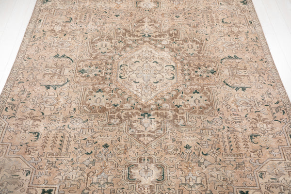 11' x 7' 6" Excellent Hand-Knotted Antique Neutral Faded Large Area Rug