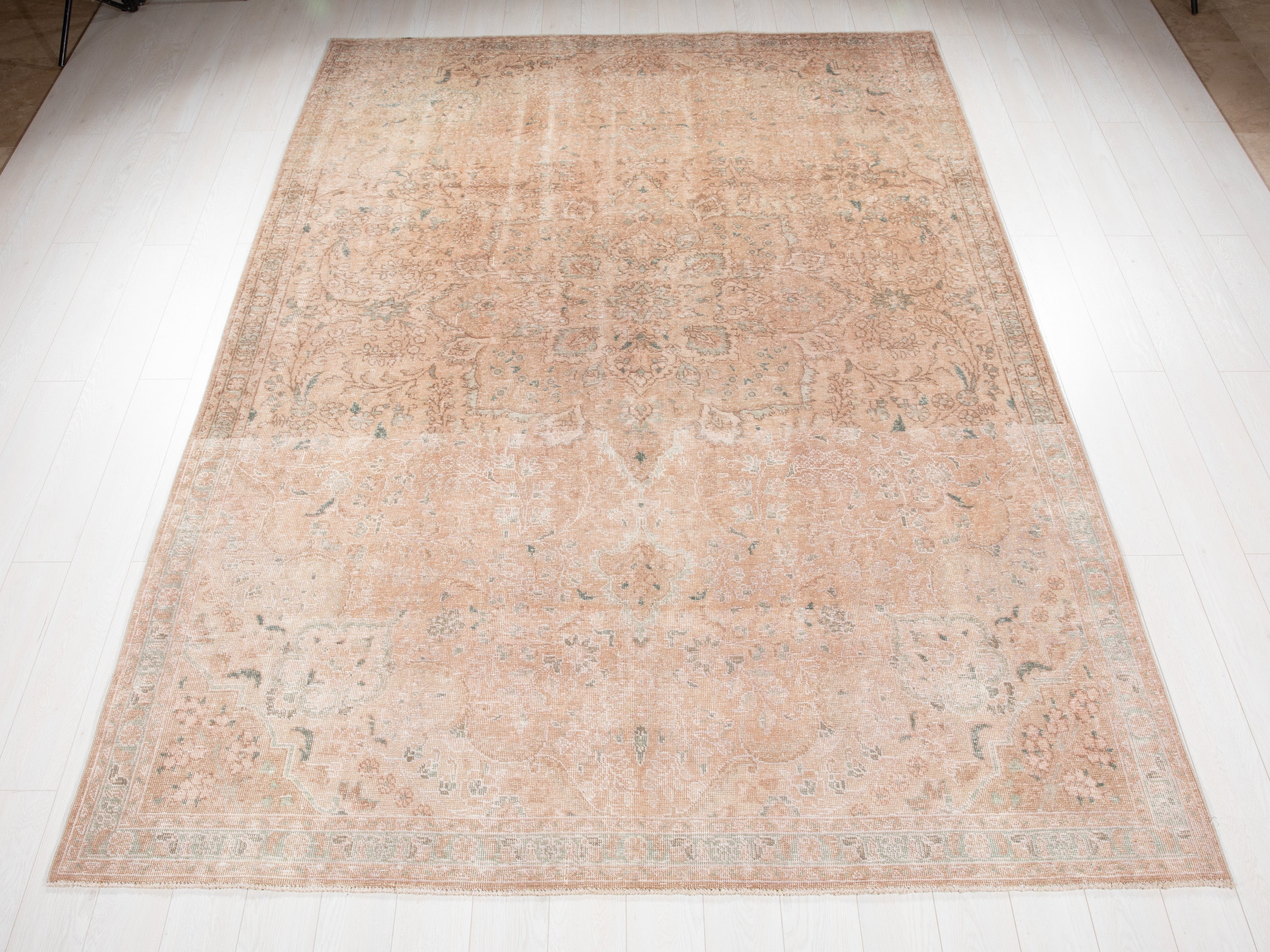Hand-Knotted Vintage Large Wool Area Rug Faded – 10' 7" x 7' 5" (322 x 226 cm) - Yasi & Fara