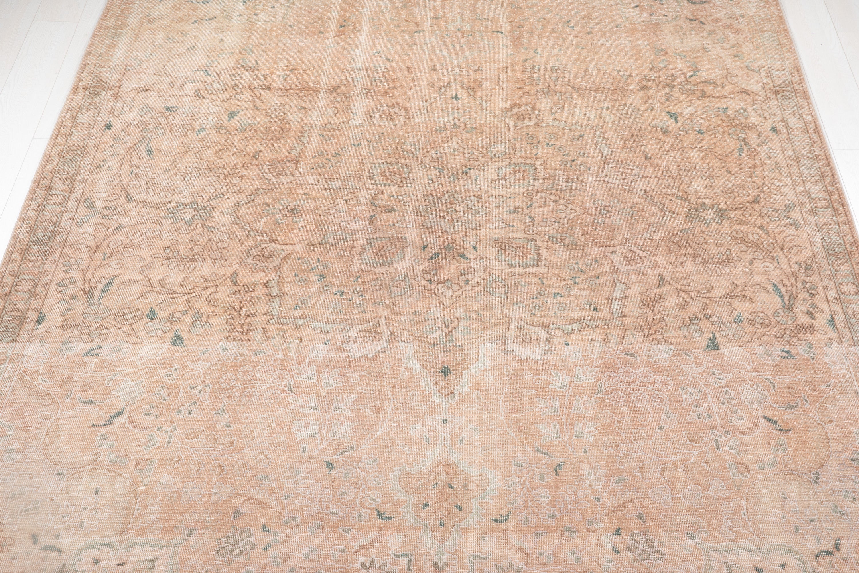 Hand-Knotted Vintage Large Wool Area Rug Faded – 10' 7" x 7' 5" (322 x 226 cm) - Yasi & Fara