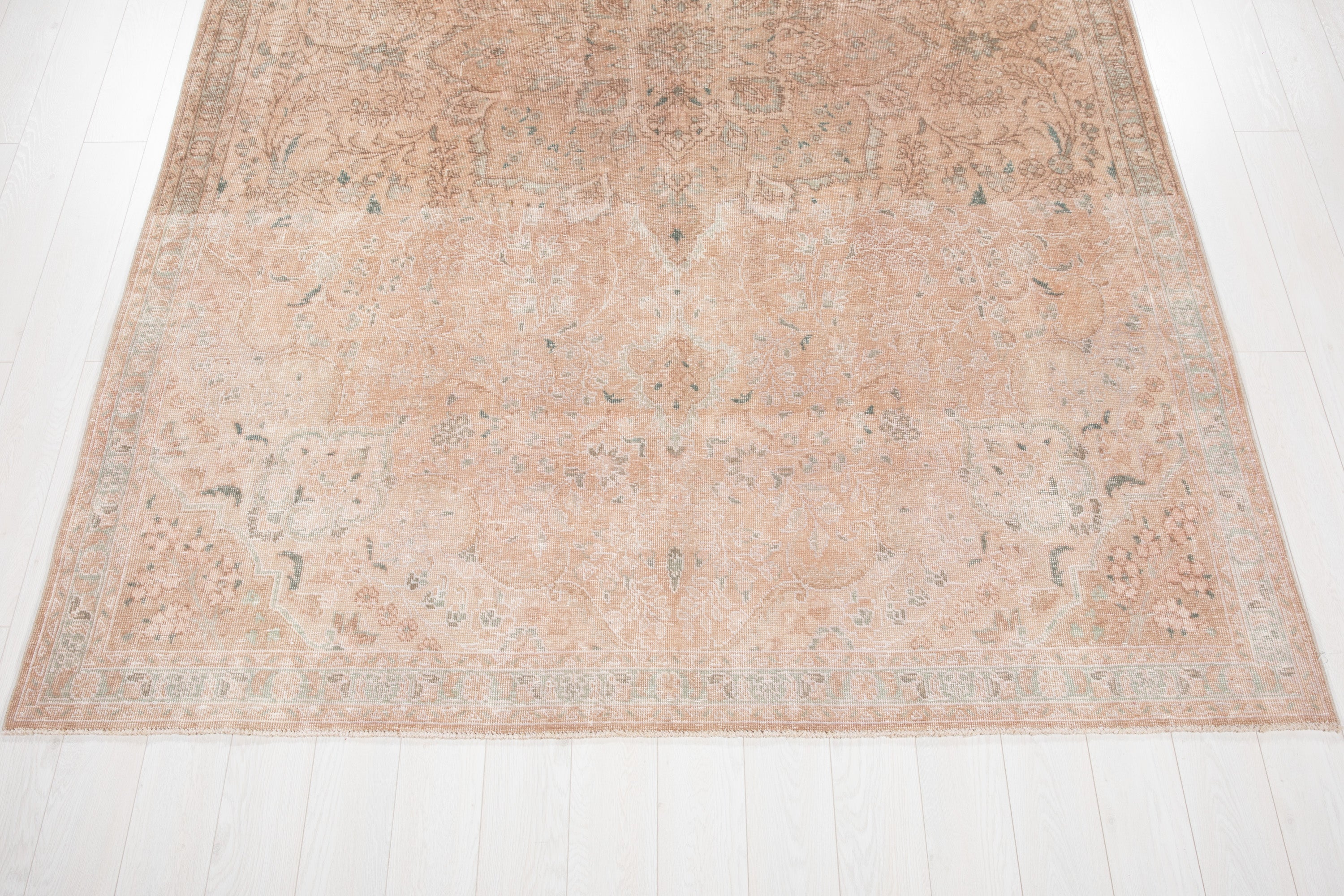 Hand-Knotted Vintage Large Wool Area Rug Faded – 10' 7" x 7' 5" (322 x 226 cm) - Yasi & Fara