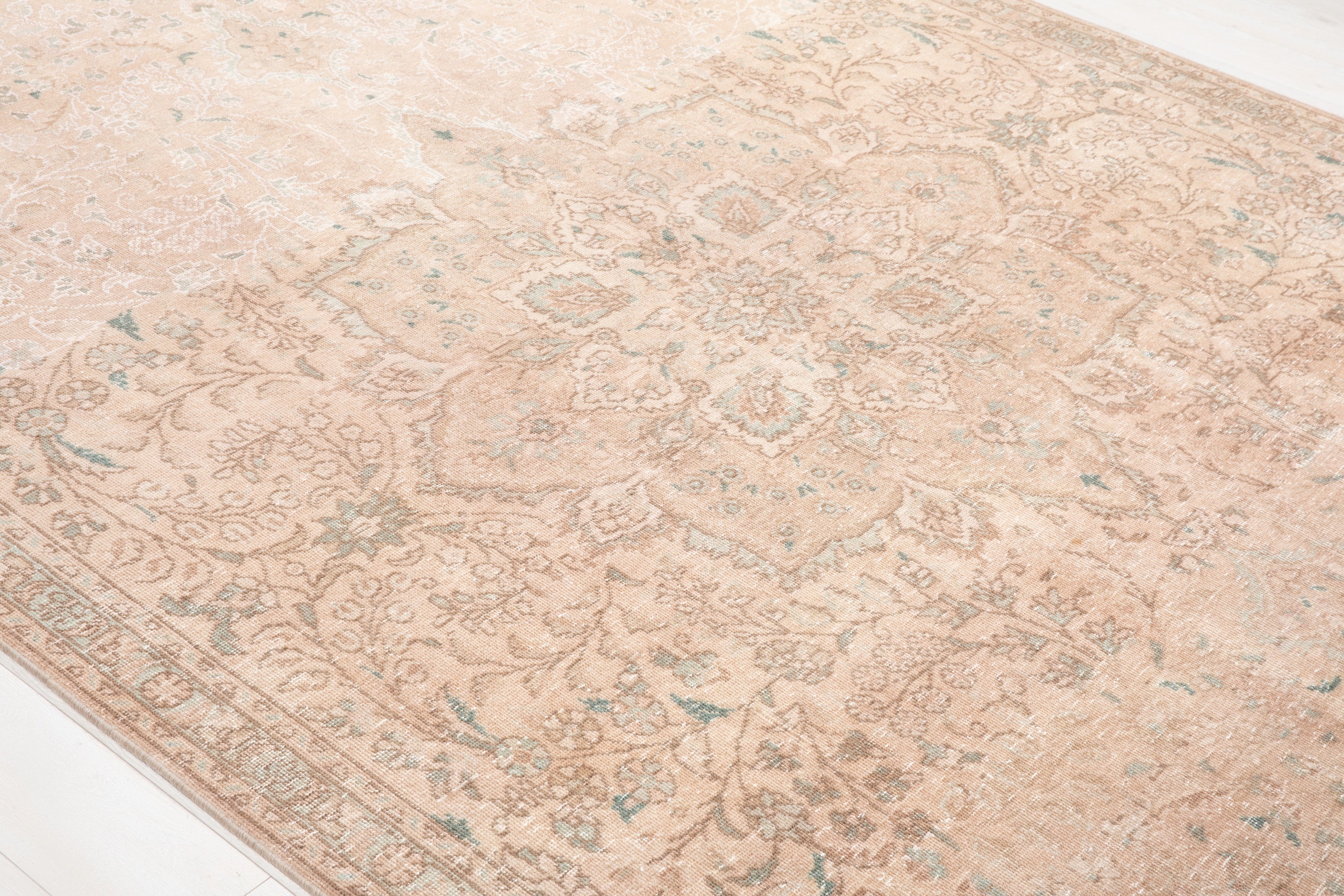 Hand-Knotted Vintage Large Wool Area Rug Faded – 10' 7" x 7' 5" (322 x 226 cm) - Yasi & Fara