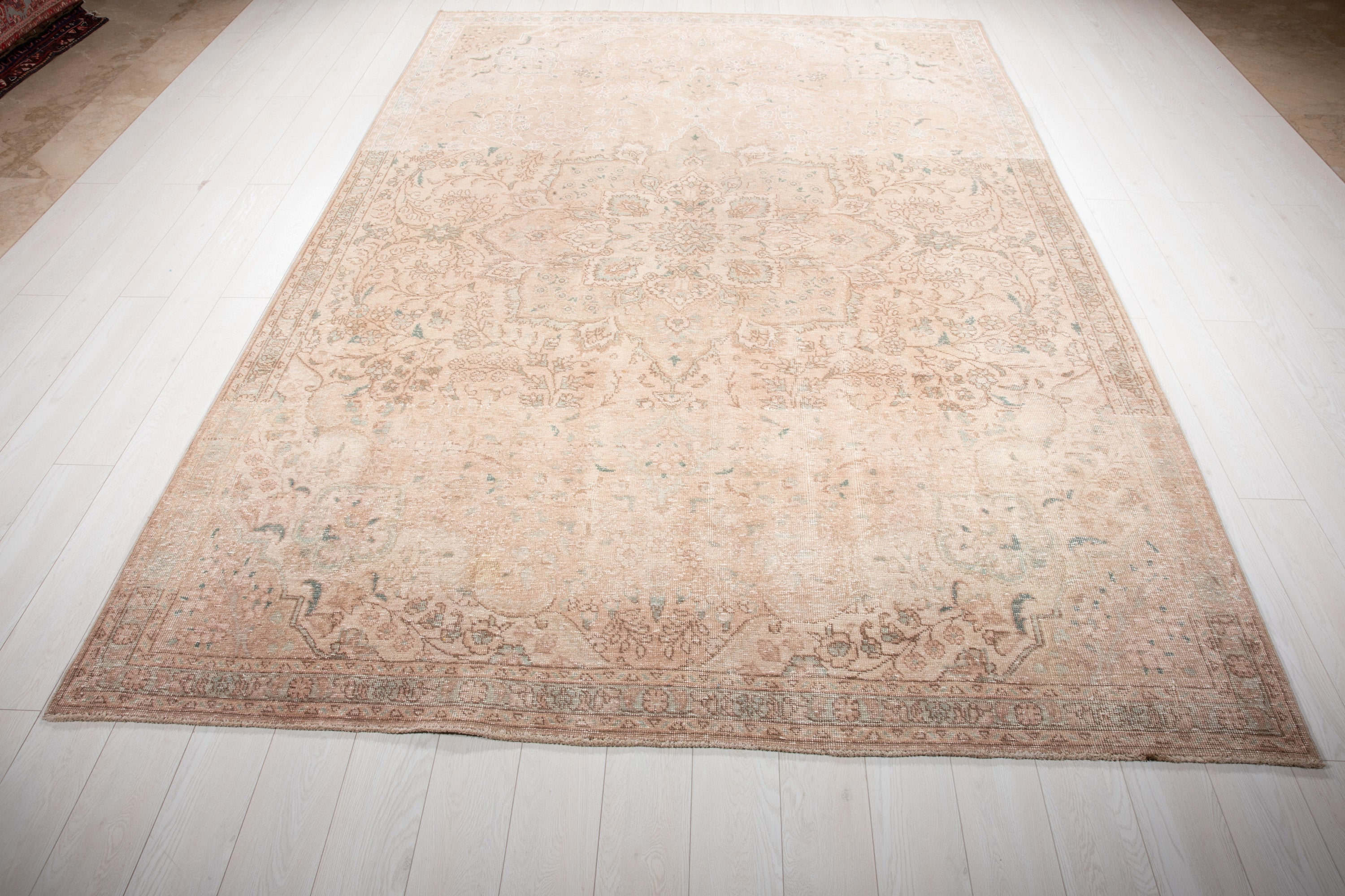Hand-Knotted Vintage Large Wool Area Rug Faded – 10' 7" x 7' 5" (322 x 226 cm) - Yasi & Fara