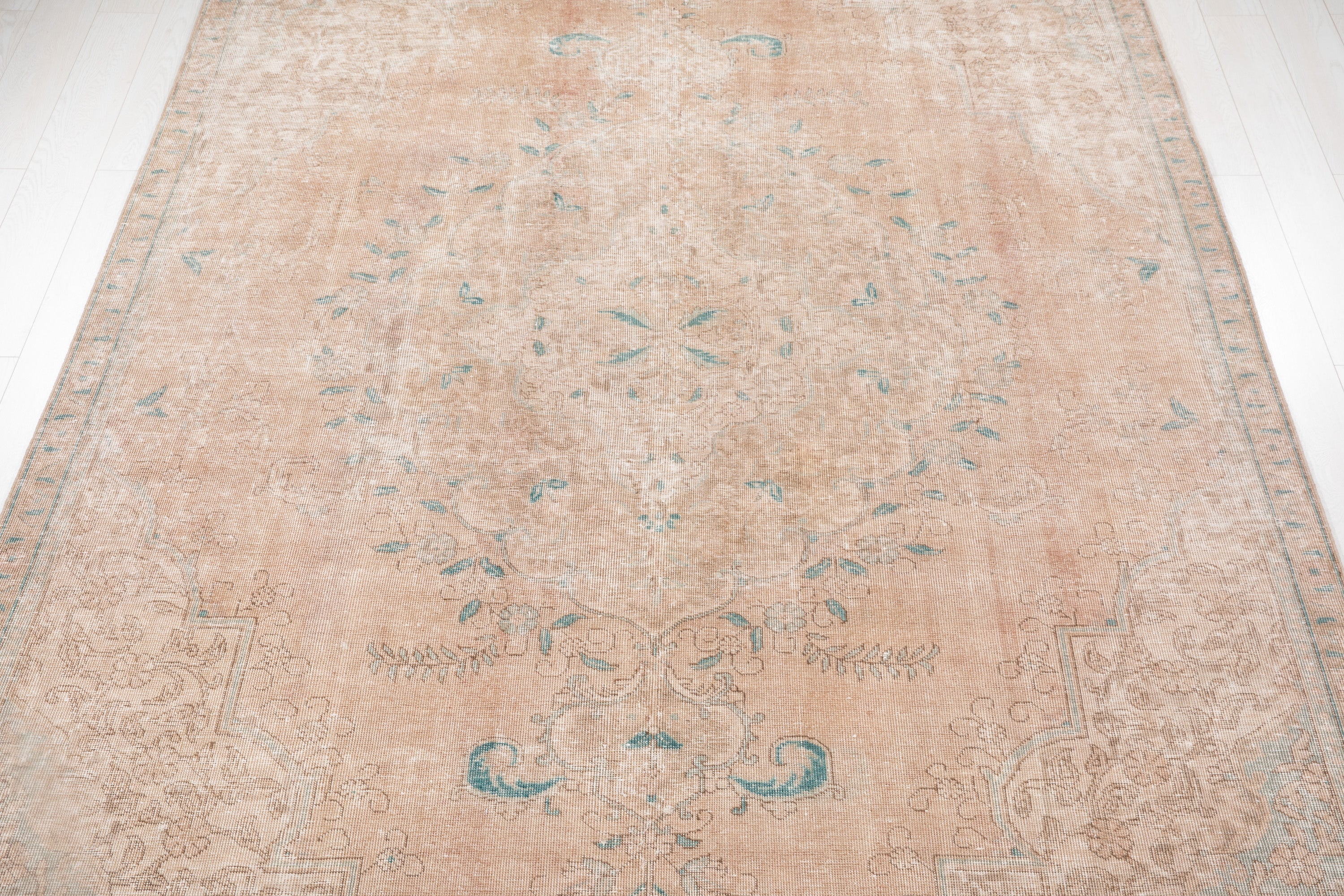 Hand-Knotted Vintage Large Wool Area Rug Faded – 10' 5" x 7' 5" (317 x 226 cm) - Yasi & Fara