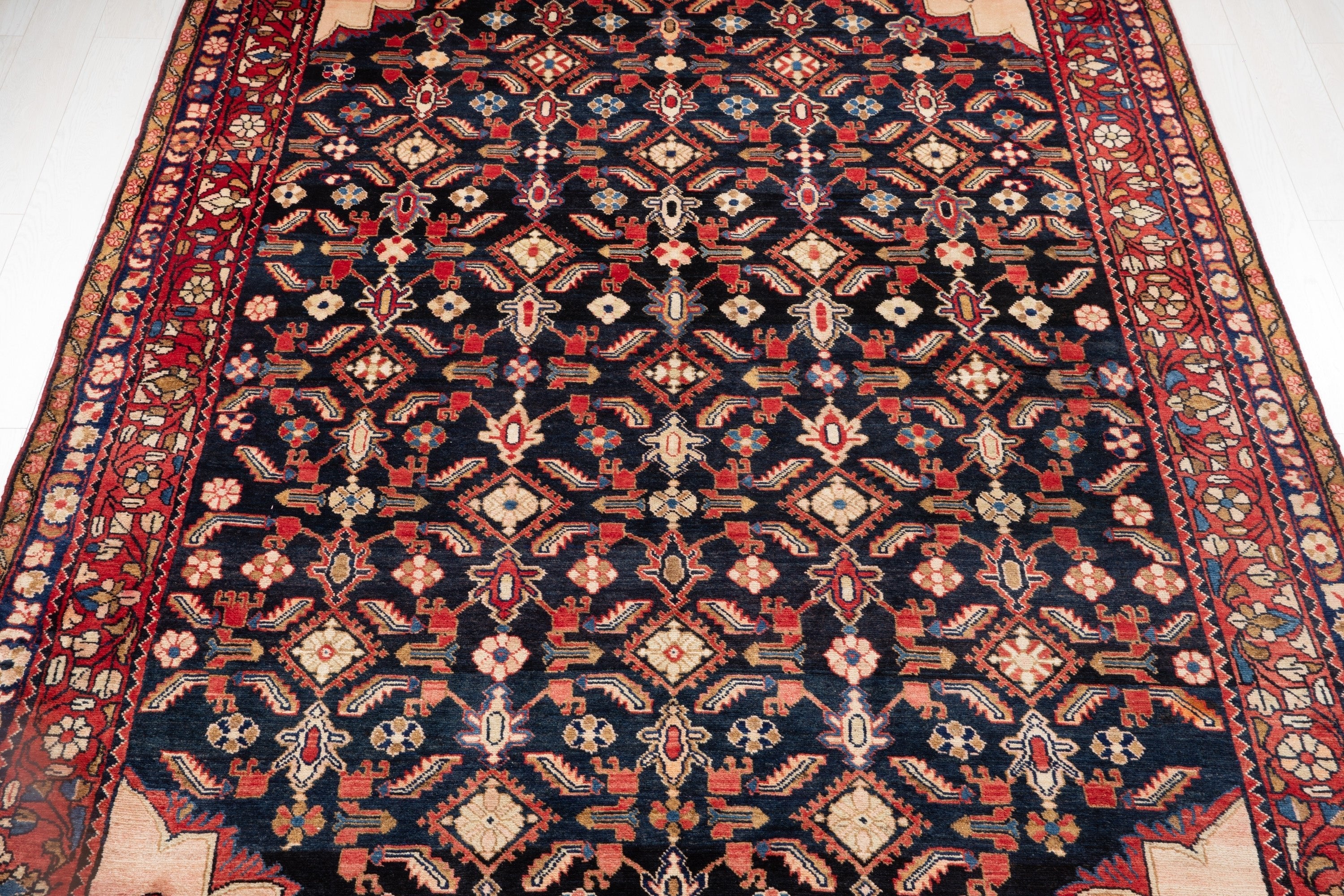 Hand-Knotted Vintage Wool Large Area Rug – 10' 8" x 7' 3" (325 x 221 cm) - Yasi & Fara